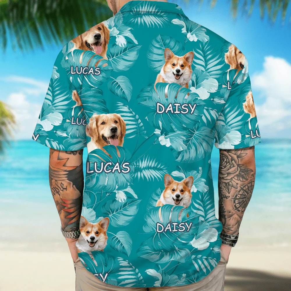 Upload Photo Custom Name Dog Men's Hawaiian Shirt DM01 891085 - Image 3