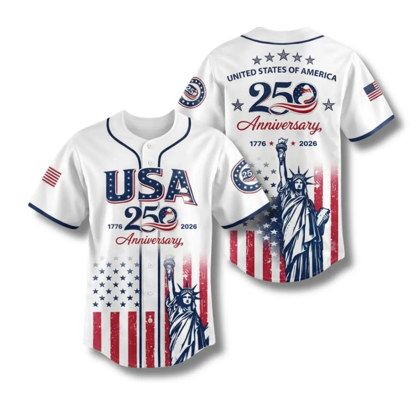 USA 250th Anniversary Patriotic Statue of Liberty Baseball Jersey Shirt HO82 902562