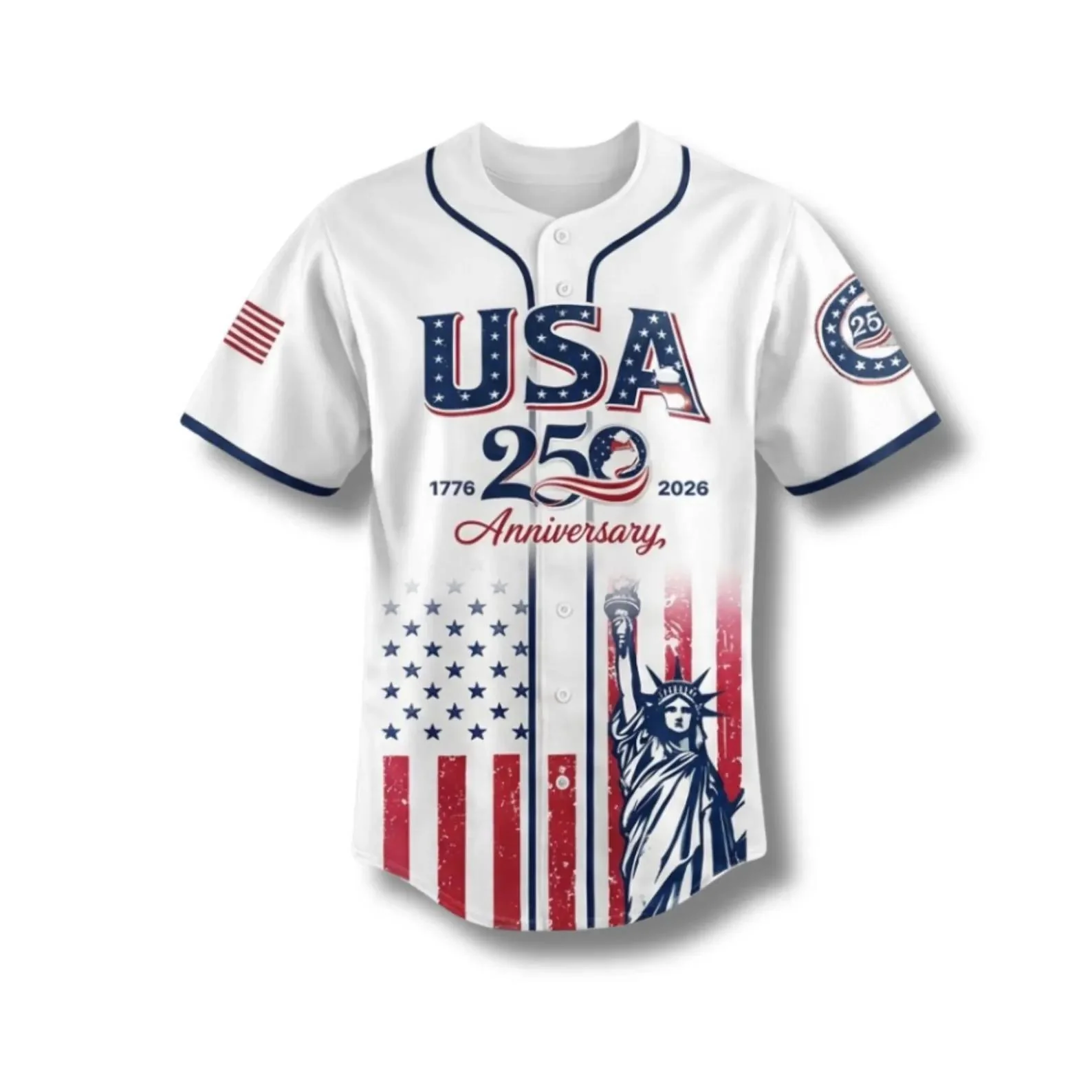 USA 250th Anniversary Patriotic Statue of Liberty Baseball Jersey Shirt HO82 902562 - Image 2