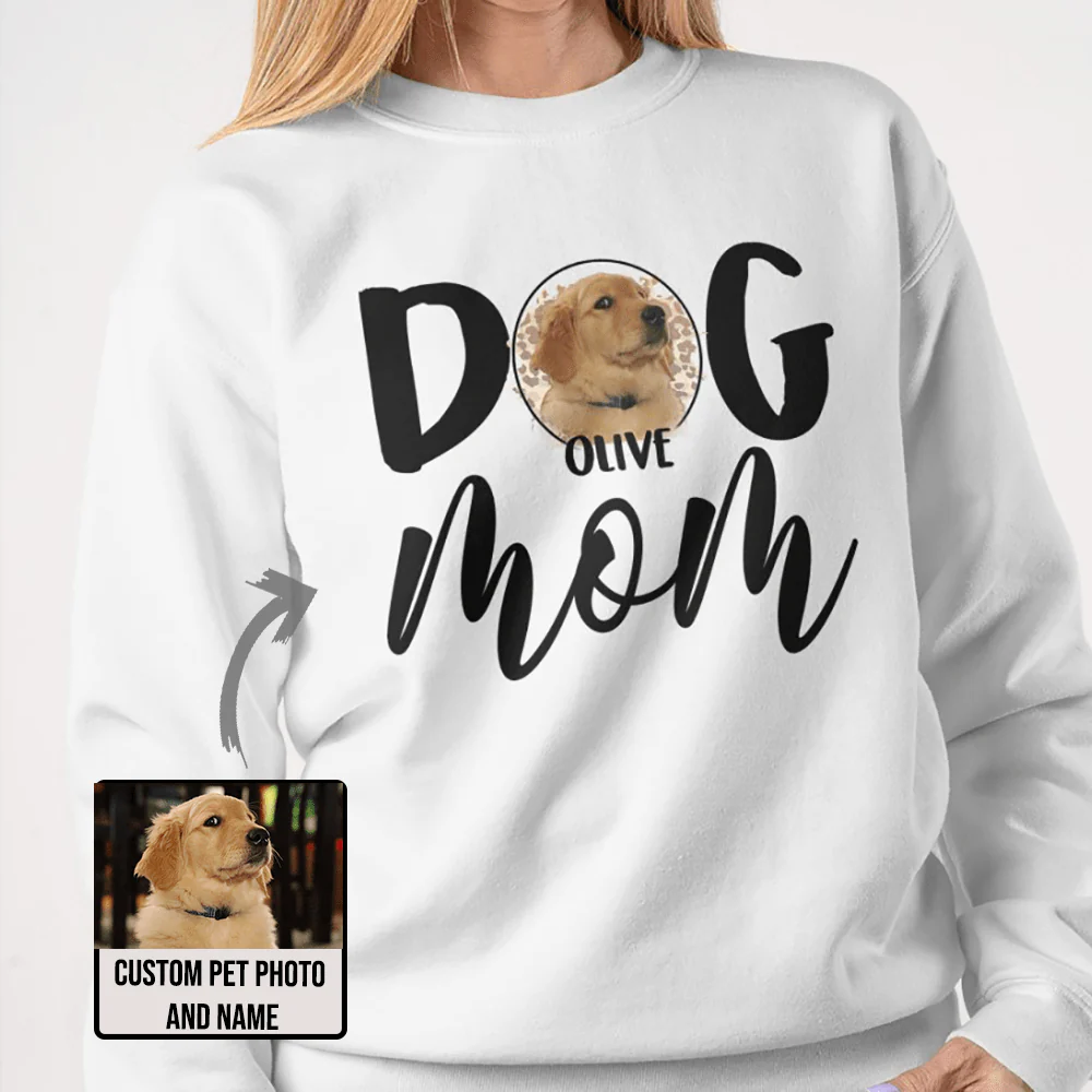 Custom Pet Face Dog Mom Sweatshirt 890815 - Image 6