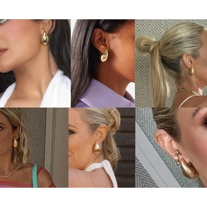Vintage Gold Plated Chunky Dome Drop Earrings - Image 3