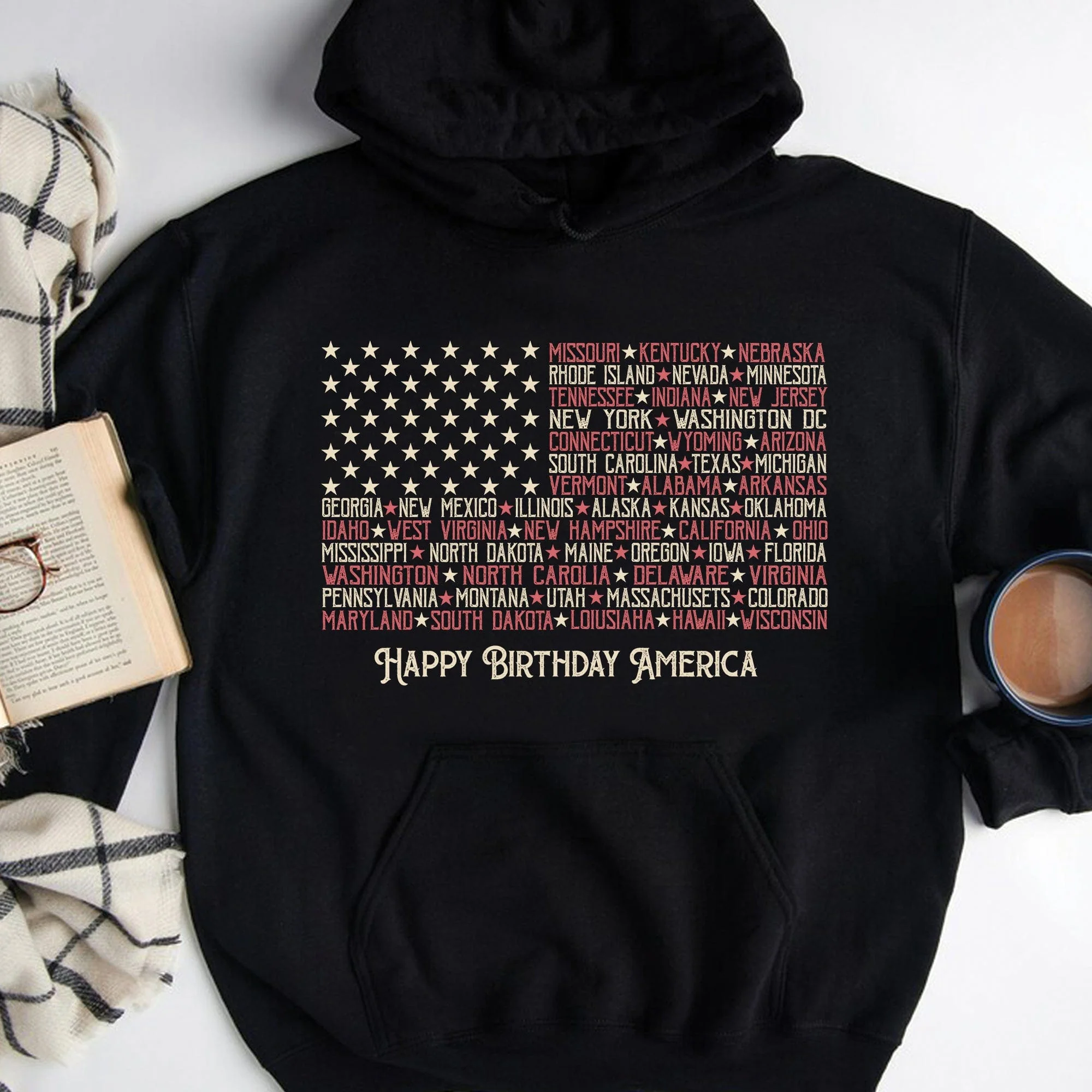 Vitage American Flag Tee with States Personalized Custom 4 Th Of July Shirt H380 - Image 4
