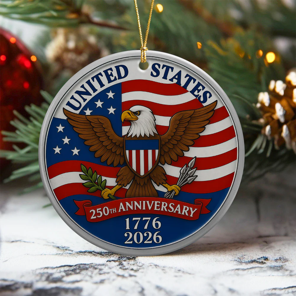 1776 -2026 American 250th Anniversary Eagle Ceramic Ornament CH07 896628 - Image 4