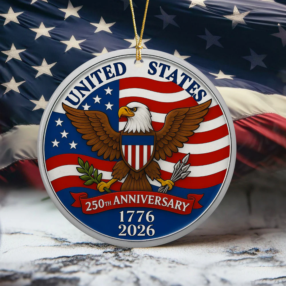 1776 -2026 American 250th Anniversary Eagle Ceramic Ornament CH07 896628 - Image 5