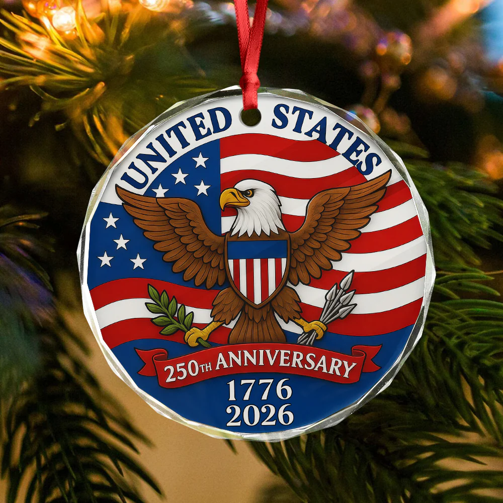 1776 -2026 American 250th Anniversary Eagle Glass Ornament CH07 899232 - Image 5