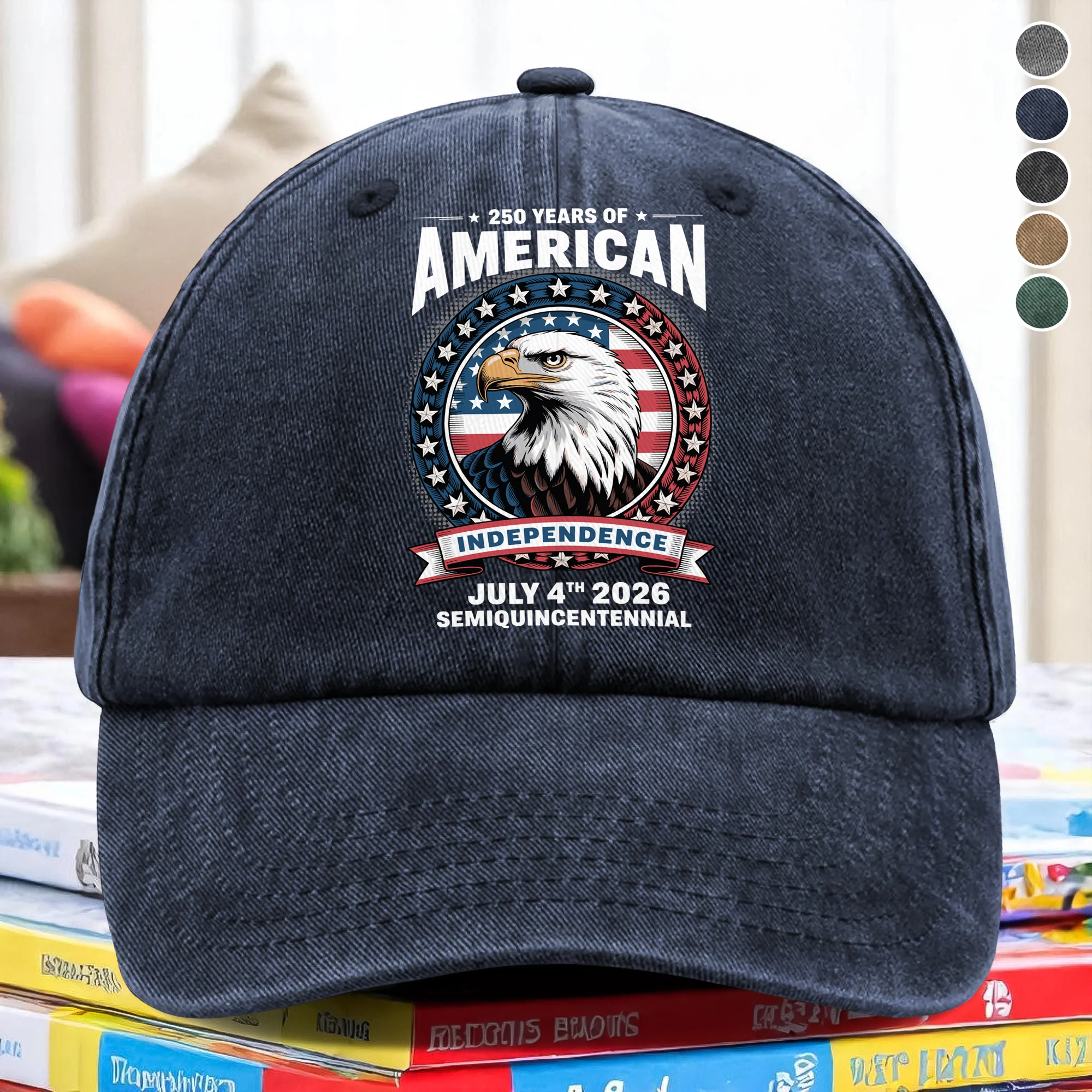 250 Years of America Anniversary Independence Day 2026 Washed Denim Baseball Cap CH07 896760 - Image 7