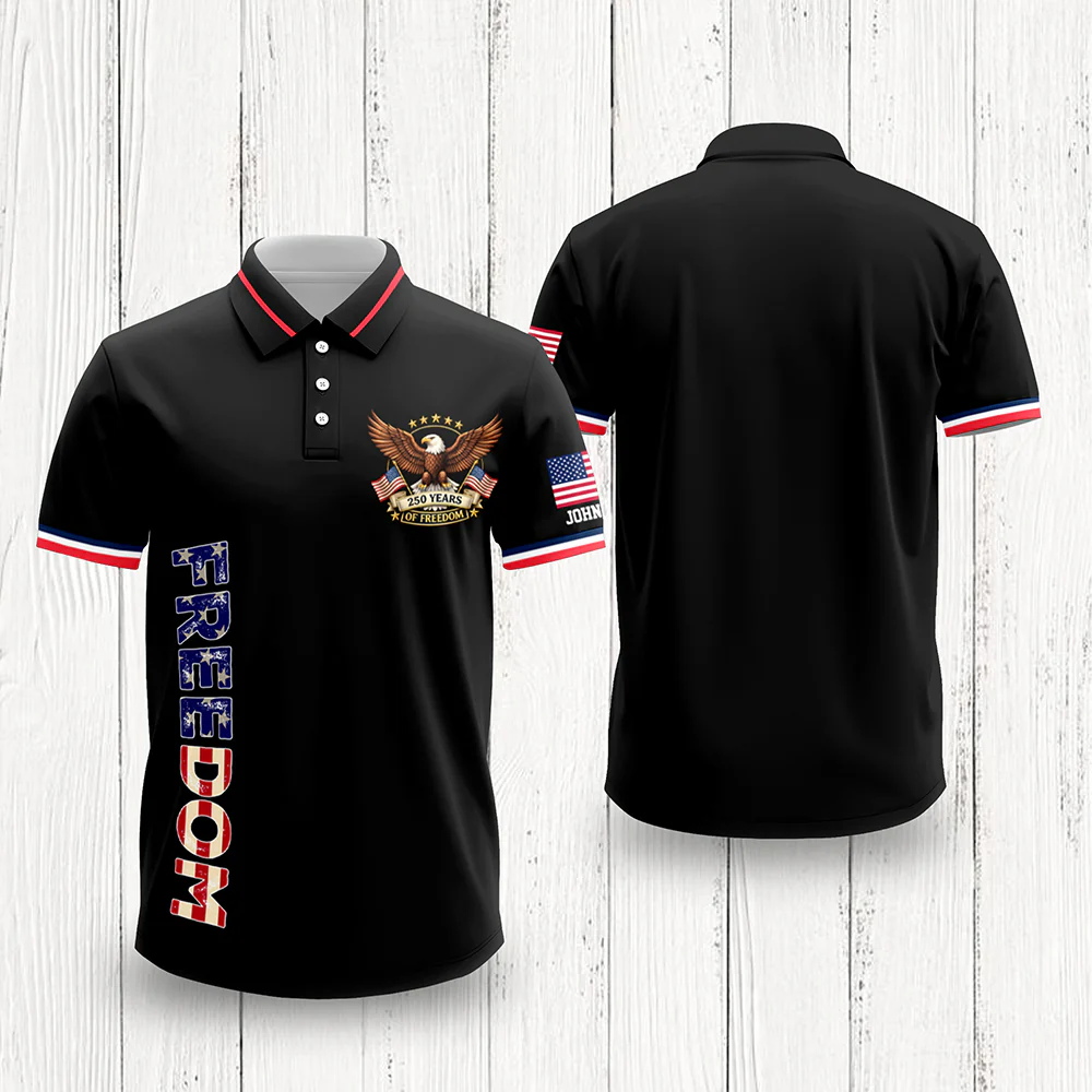 250 Years of Freedom America Anniversary Polo Shirt CH07 910446 - Image 3