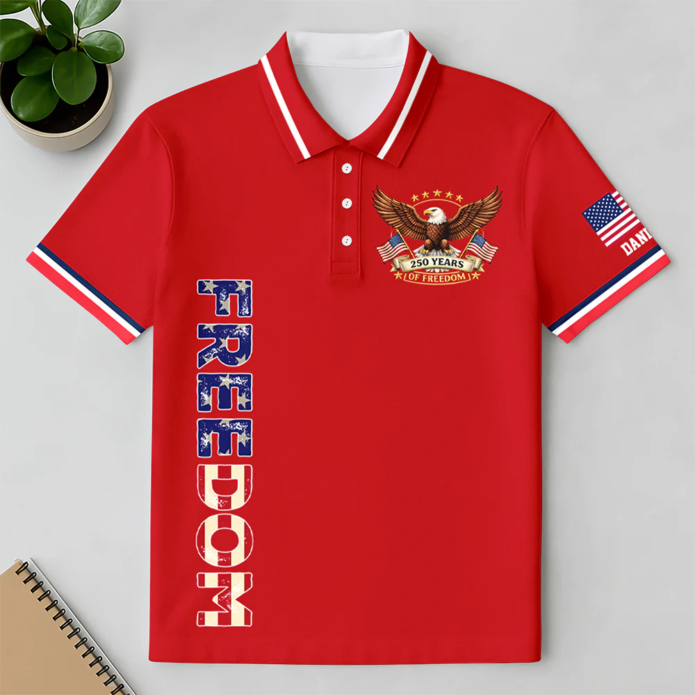250 Years of Freedom America Anniversary Polo Shirt CH07 910446 - Image 4
