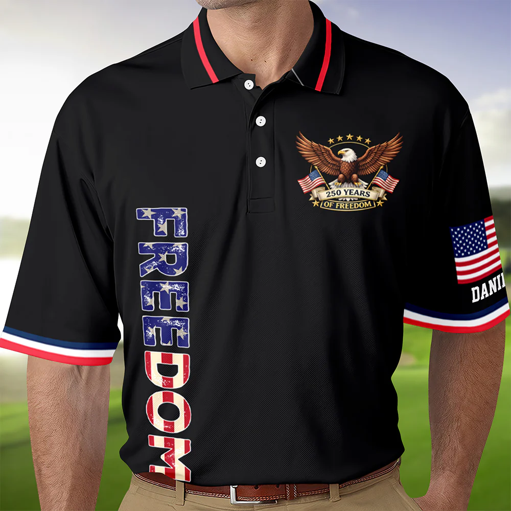 250 Years of Freedom America Anniversary Polo Shirt CH07 910446 - Image 5