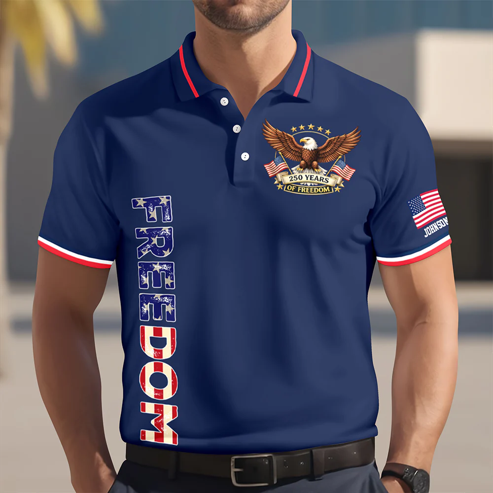 250 Years of Freedom America Anniversary Polo Shirt CH07 910446 - Image 7