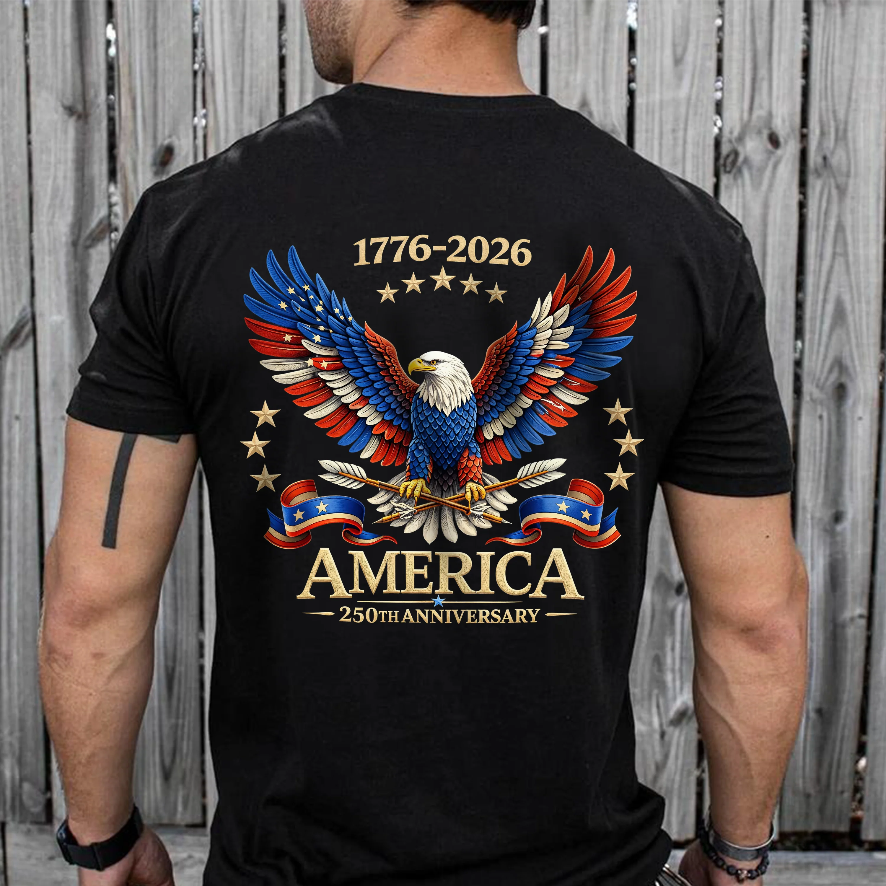 250th Anniversary America Patriotic T-Shirt, Bald Eagle American Flag Back Shirt CH07 910958 - Image 6