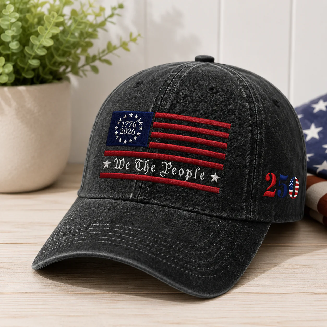 250th Anniversary We The People USA Flag Embroidered Washed Cap CH07 911878 - Image 3