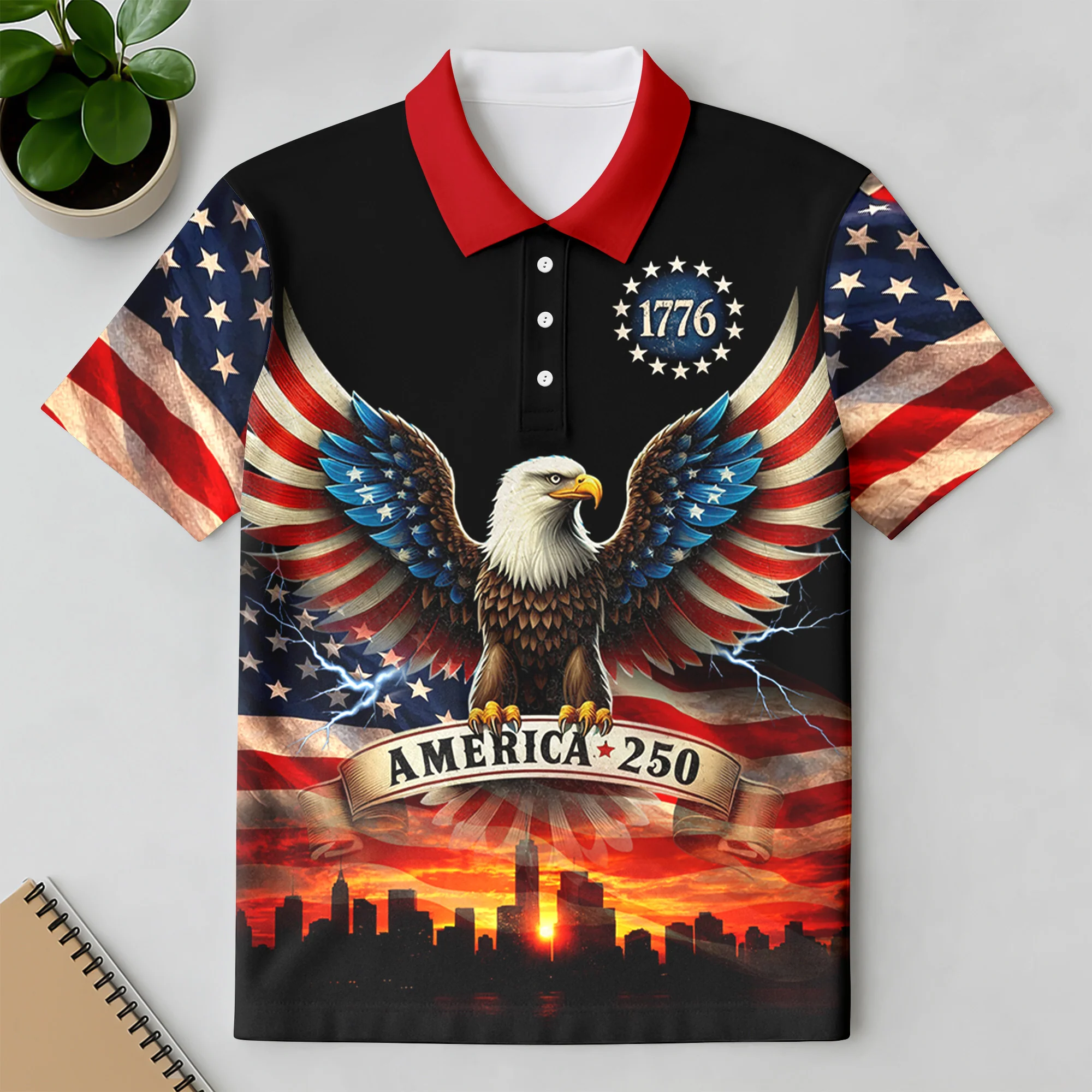 America 250th Anniversary 1776-2026 Patriotic Polo Shirt CH07 910464 - Image 7