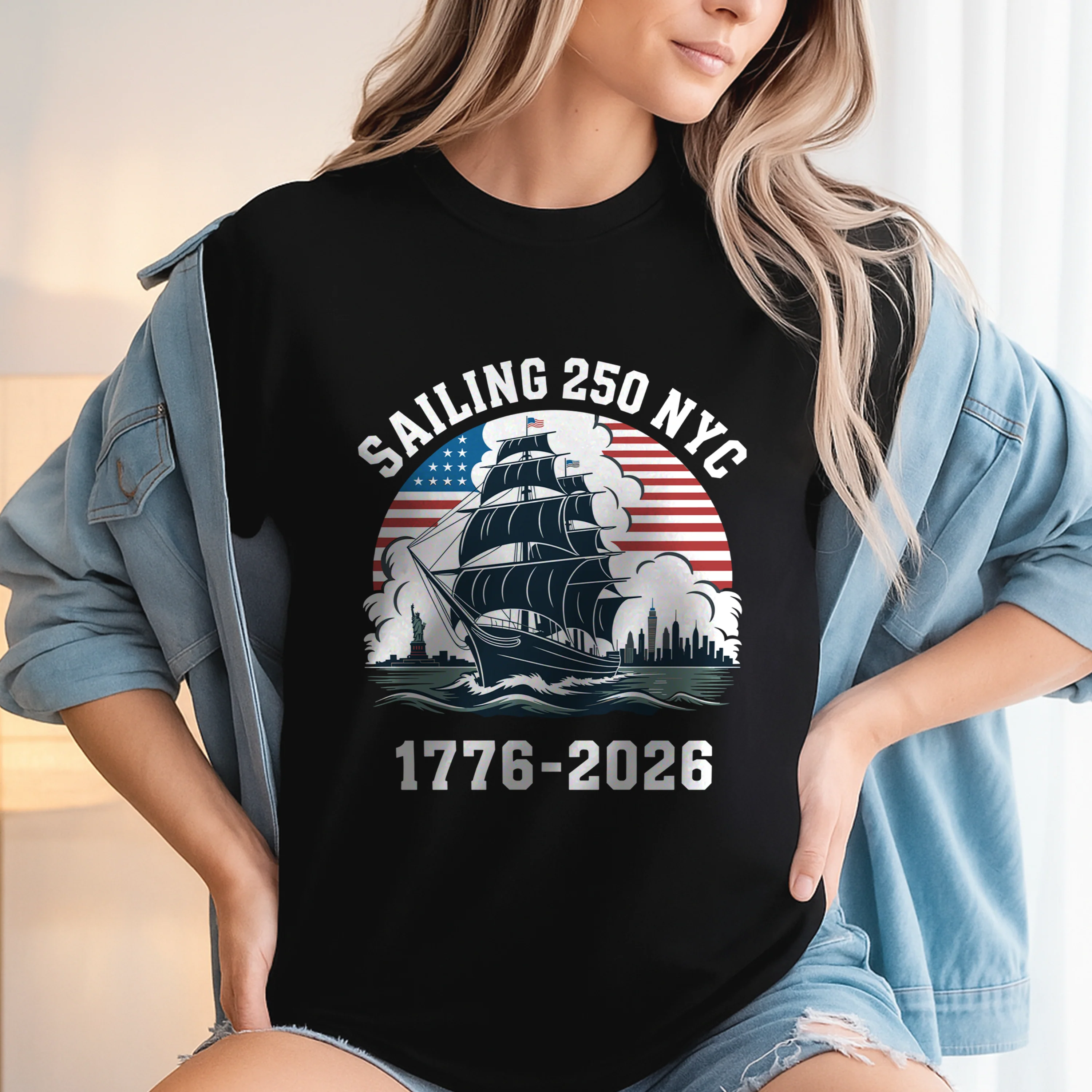 America 250th Anniversary 250 Years NYC USA Dark Shirt CH07 896694 - Image 3