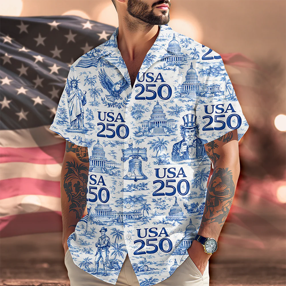 America 250th Anniversary Toile De Jouy Style Hawaii Shirt CH07 910426 - Image 2