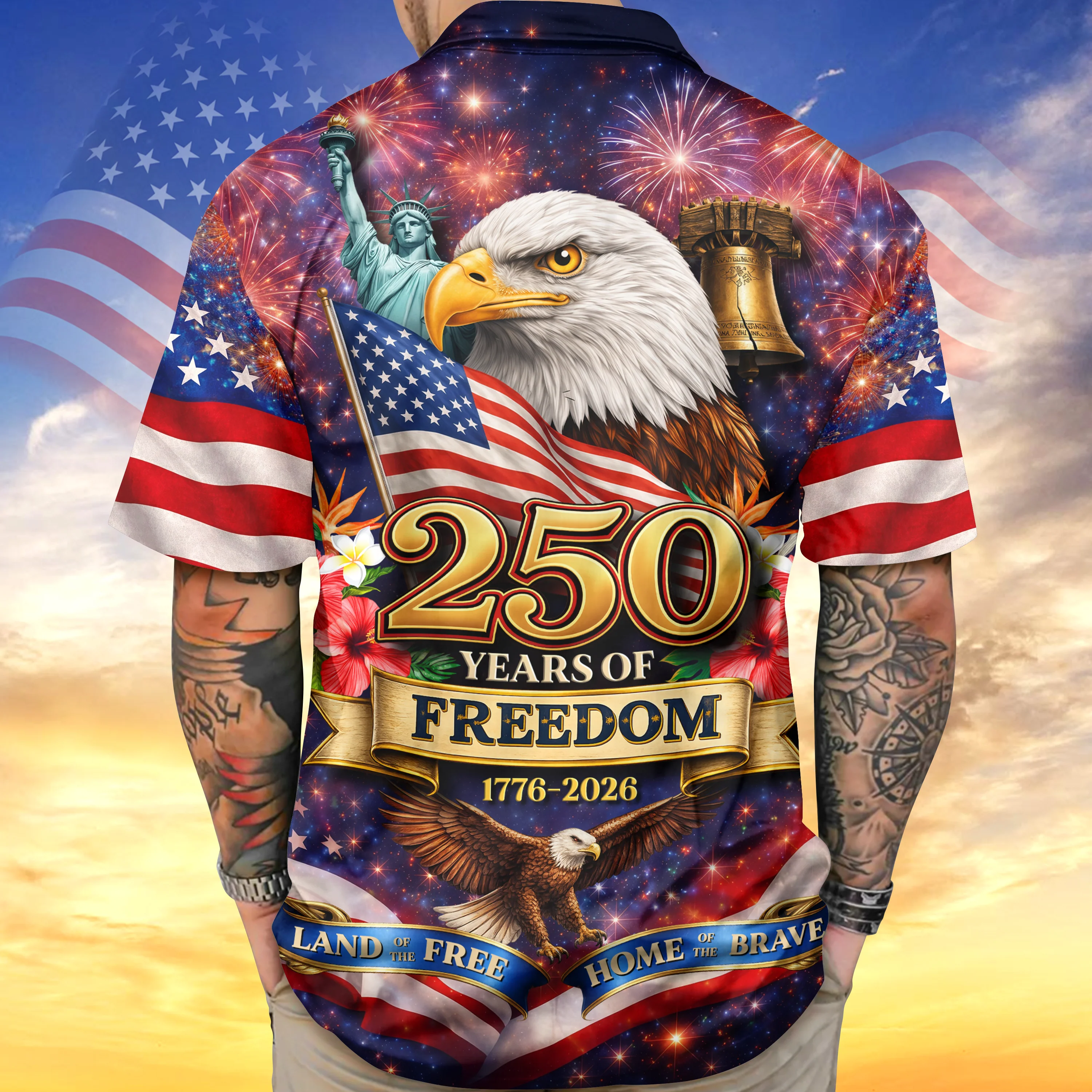 America Land of The Free Home of The Brave 250 Years of Freedom Hawaiian Shirt CH07 910374 - Image 3