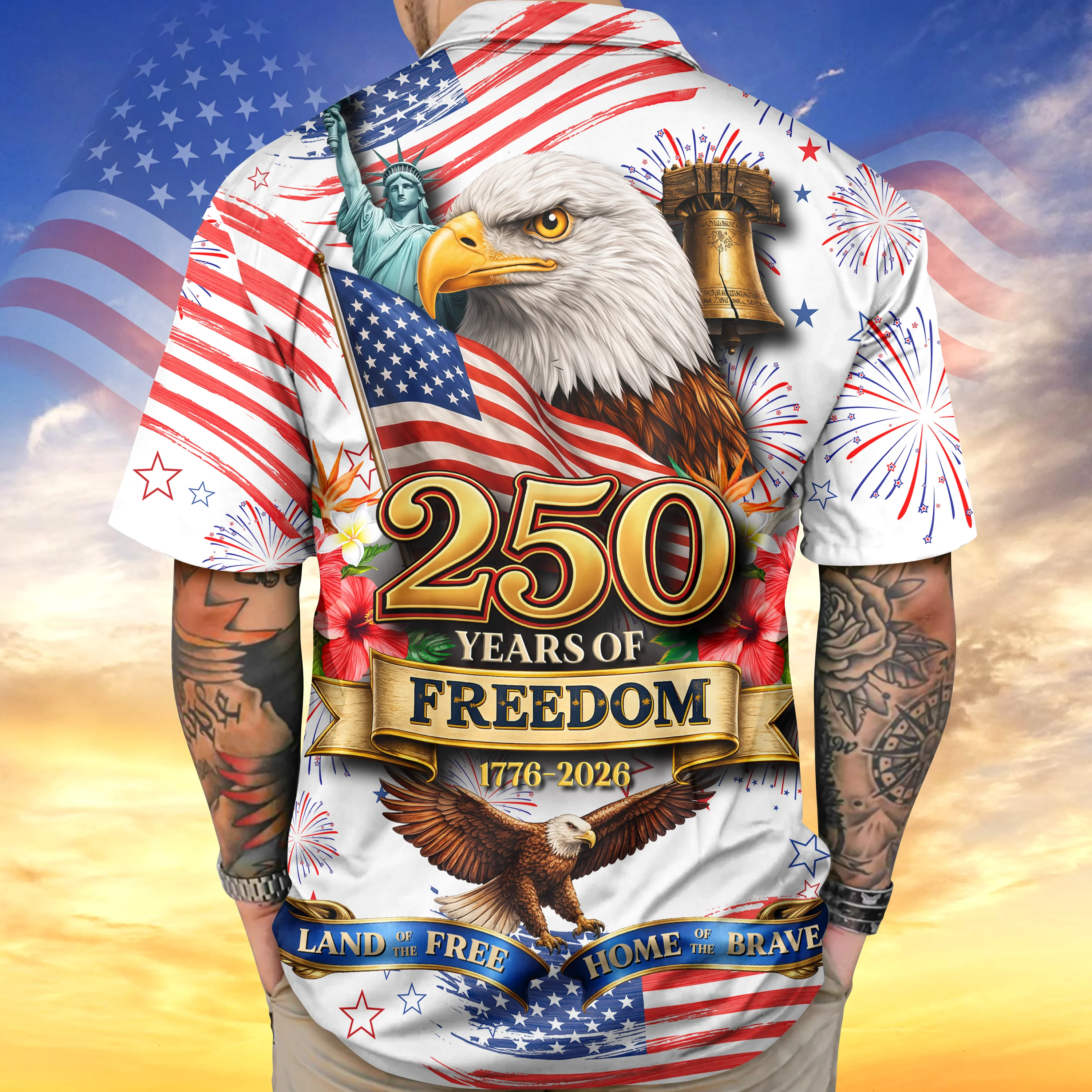 America Land of The Free Home of The Brave 250 Years of Freedom Hawaiian Shirt CH07 910374 - Image 4