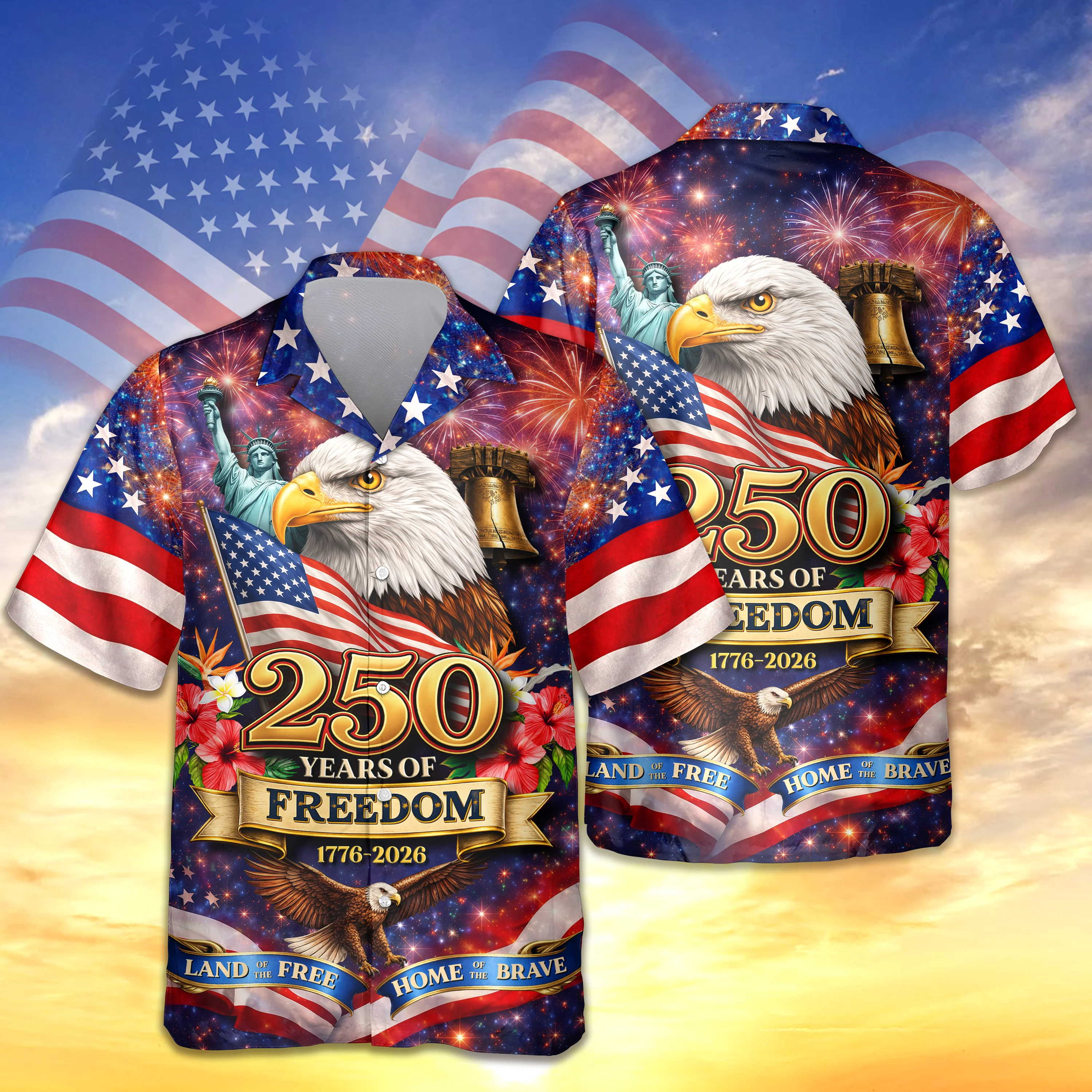 America Land of The Free Home of The Brave 250 Years of Freedom Hawaiian Shirt CH07 910374 - Image 5