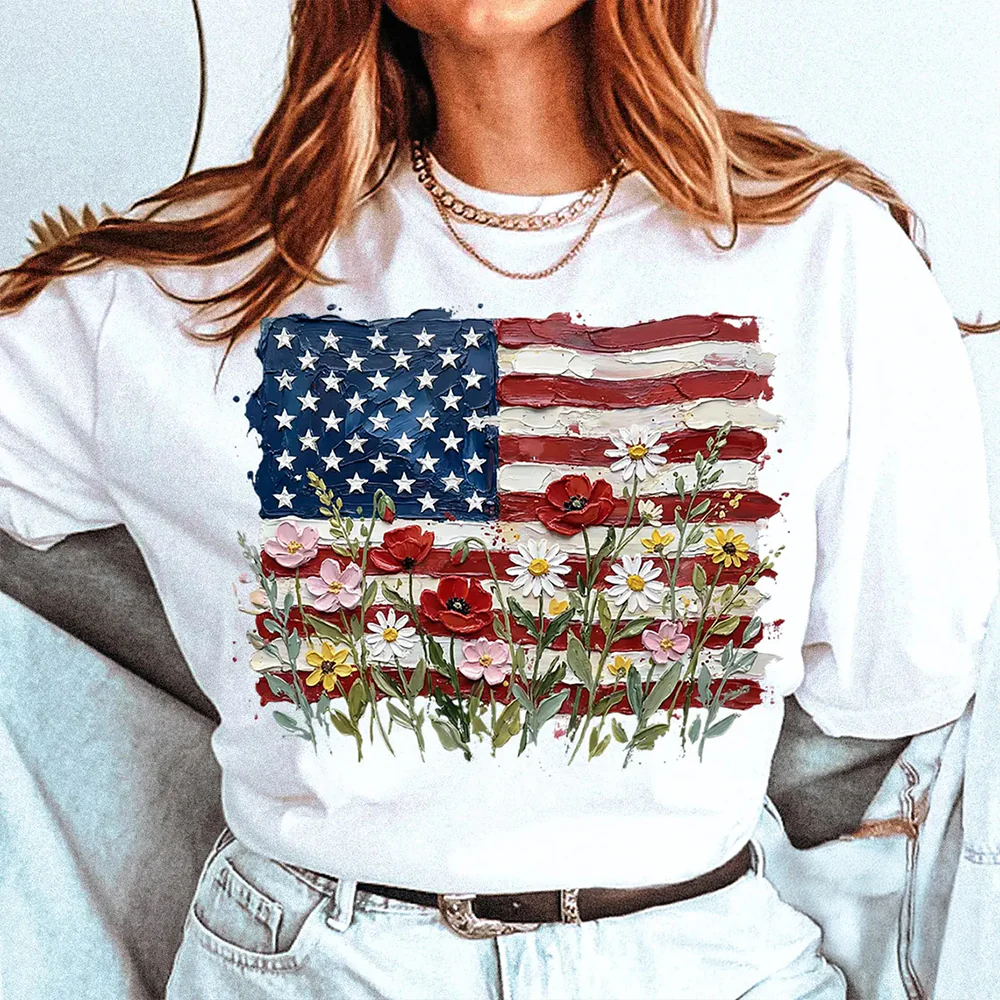 American Flag Floral - Patriotic Wildflower USA Comfort Shirt for 4th of July CH07 910982 - Image 2
