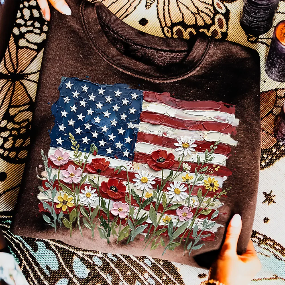 American Flag Floral - Patriotic Wildflower USA Comfort Shirt for 4th of July CH07 910982 - Image 5