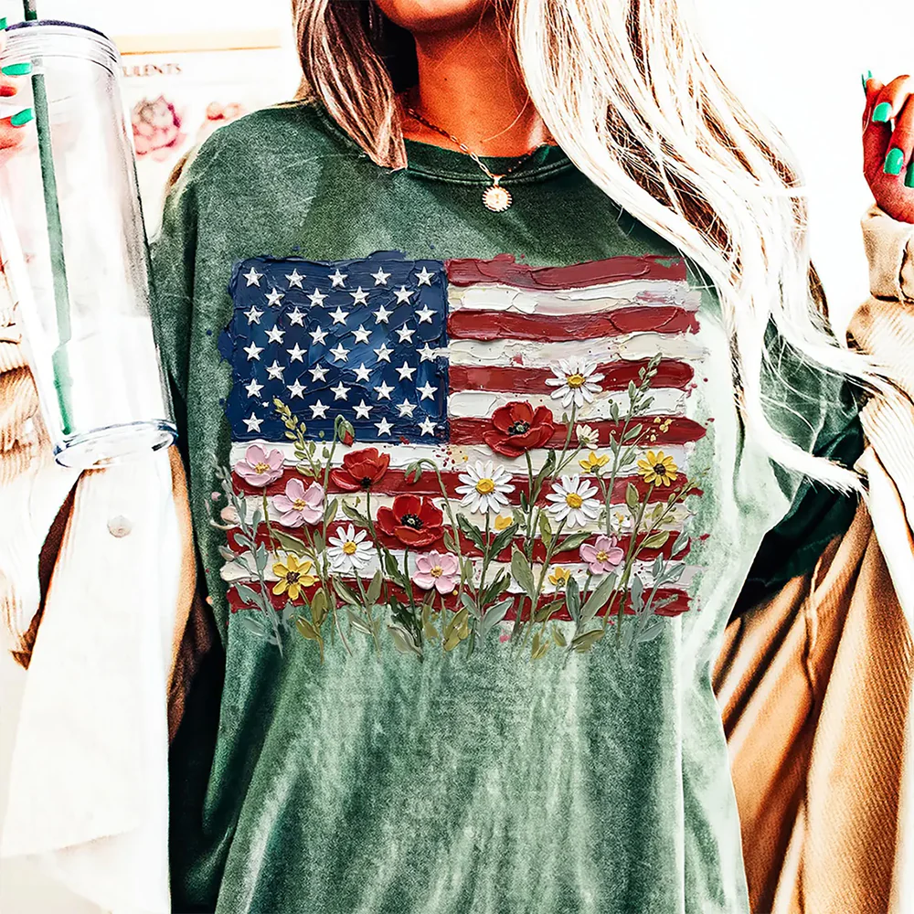 American Flag Floral - Patriotic Wildflower USA Comfort Shirt for 4th of July CH07 910982 - Image 6