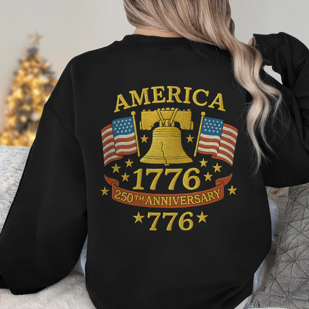 Anniversary Liberty Bell Embroidered Effect Back Side Dark Shirt America 250th Anniversary Shirt CH07 899190 - Image 2