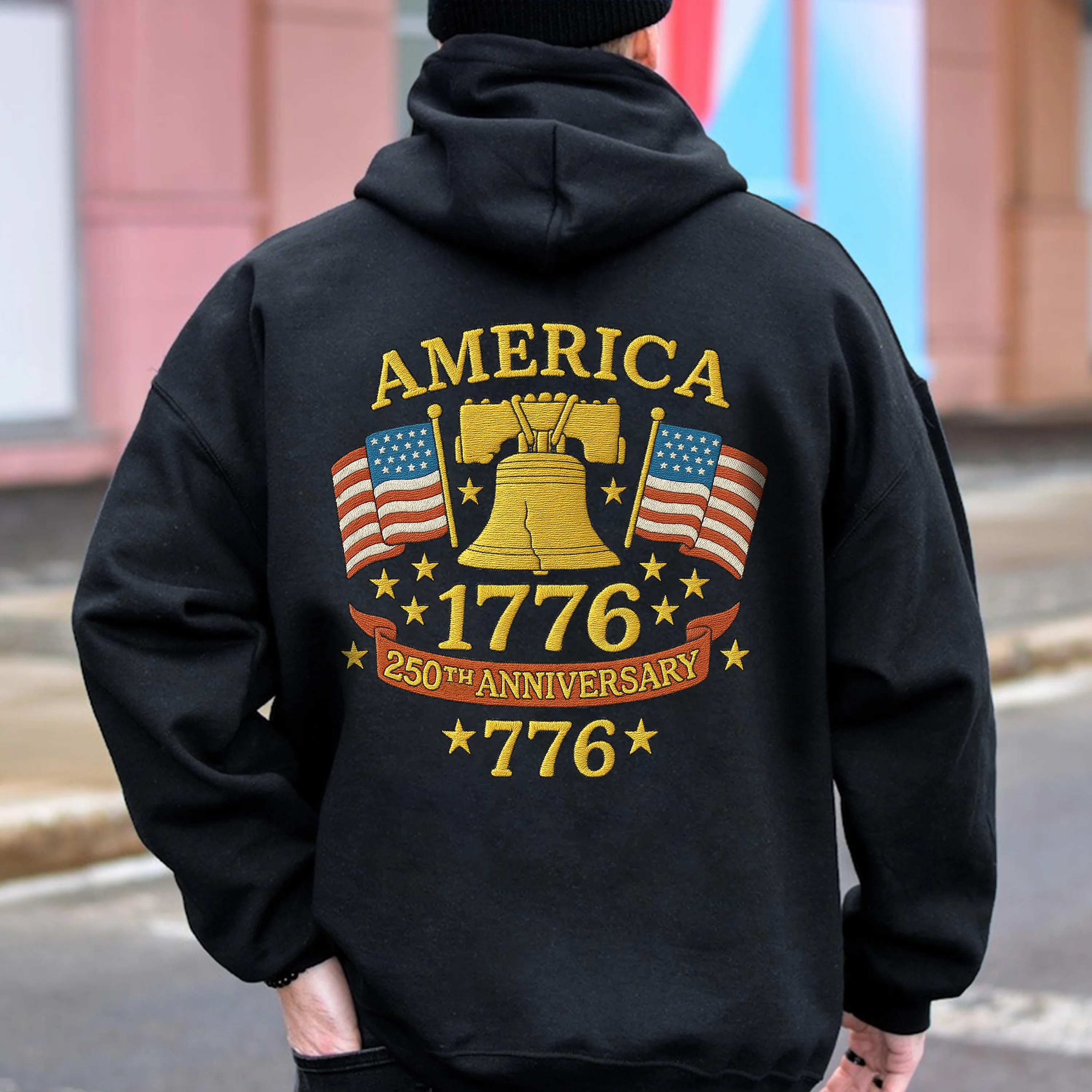 Anniversary Liberty Bell Embroidered Effect Back Side Dark Shirt America 250th Anniversary Shirt CH07 899190 - Image 5