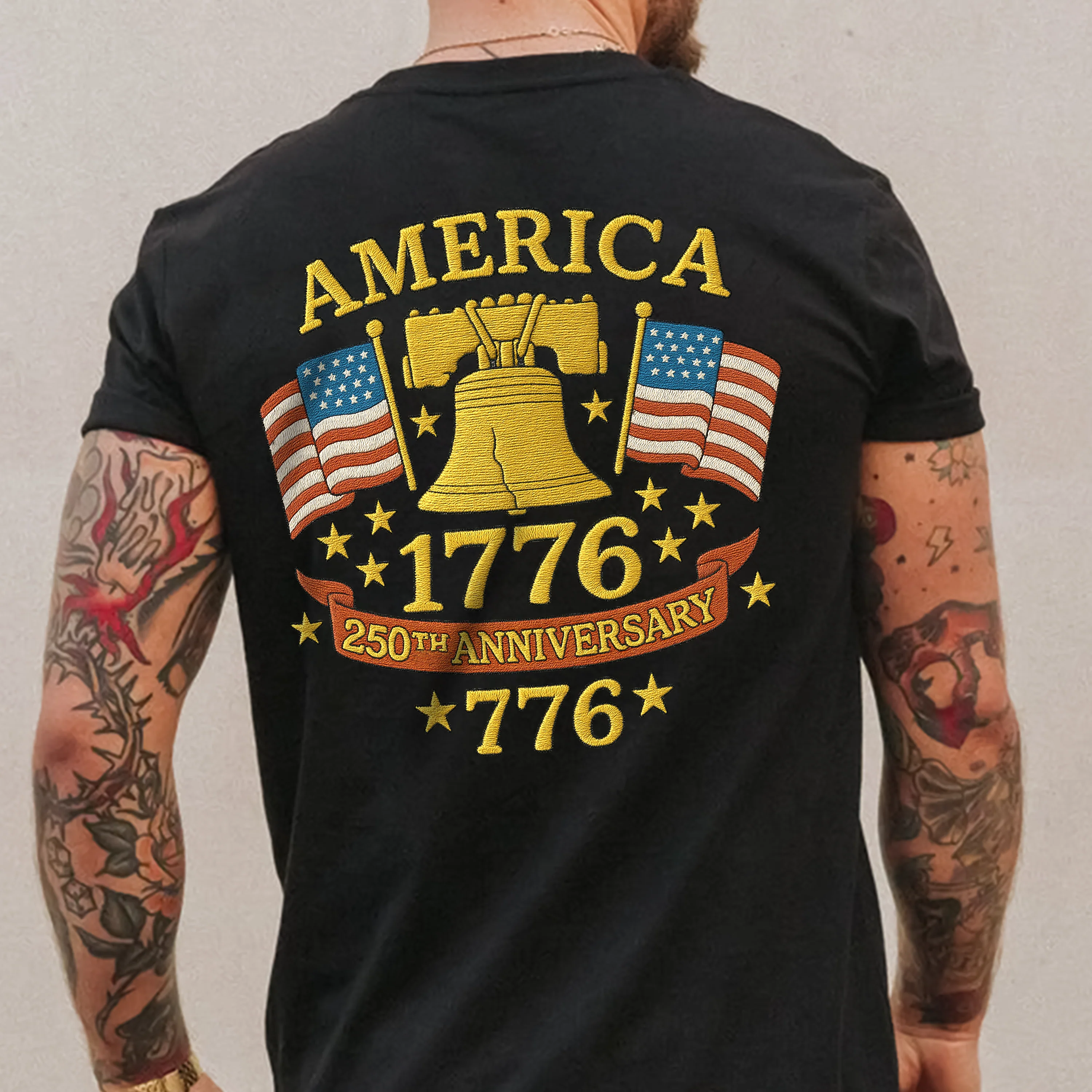 Anniversary Liberty Bell Embroidered Effect Back Side Dark Shirt America 250th Anniversary Shirt CH07 899190 - Image 6