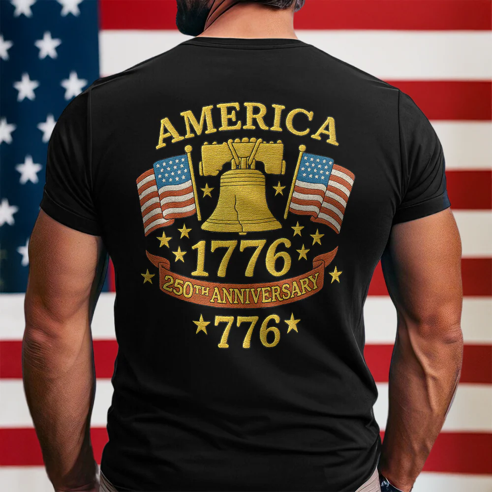 Anniversary Liberty Bell Embroidered Effect Back Side Dark Shirt America 250th Anniversary Shirt CH07 899190 - Image 7
