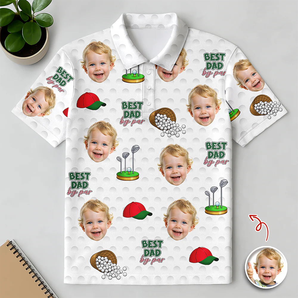 Best Dad By Par Polo Shirt Personalized Funny Face Photo Polo Shirt CH07 911126 - Image 2