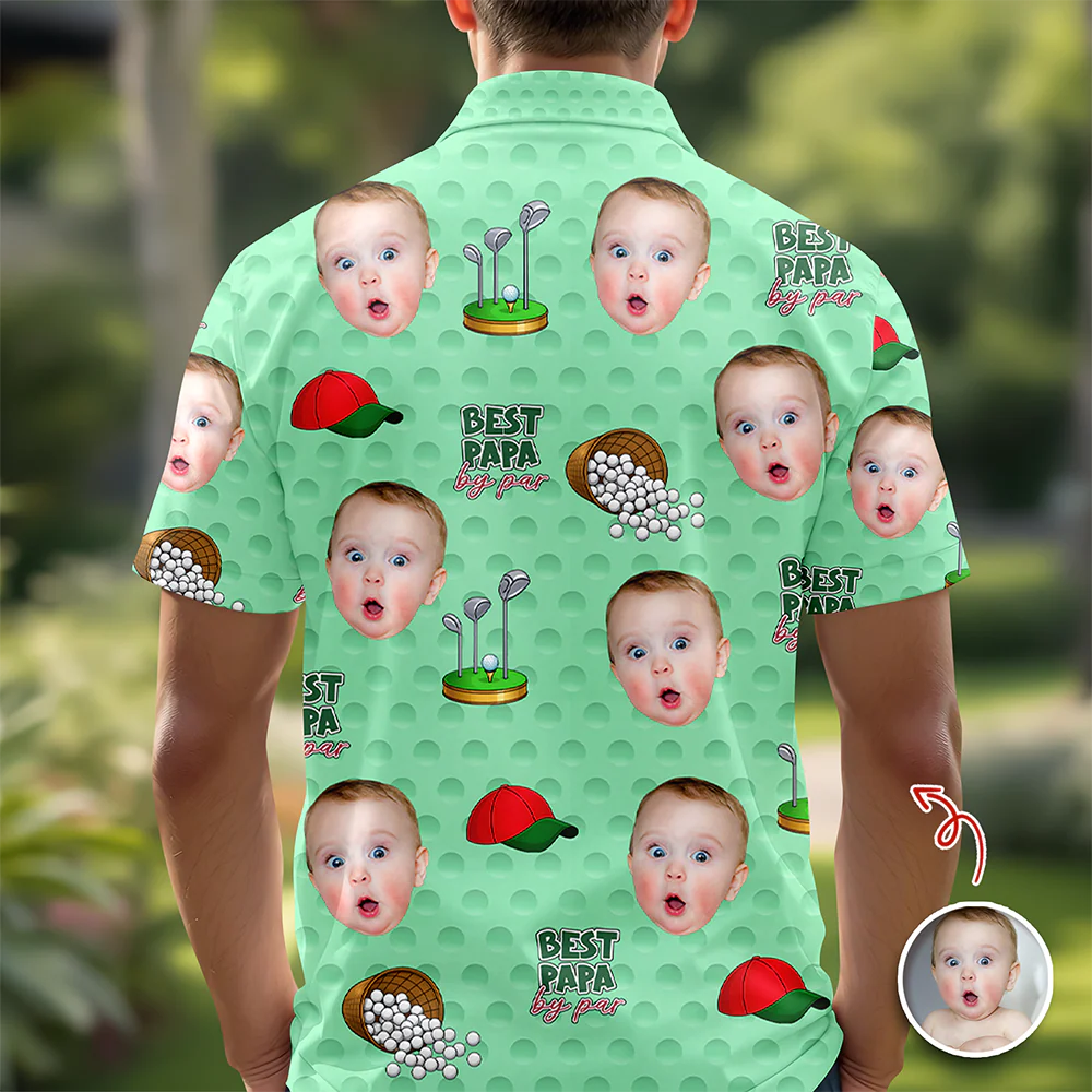 Best Dad By Par Polo Shirt Personalized Funny Face Photo Polo Shirt CH07 911126 - Image 3
