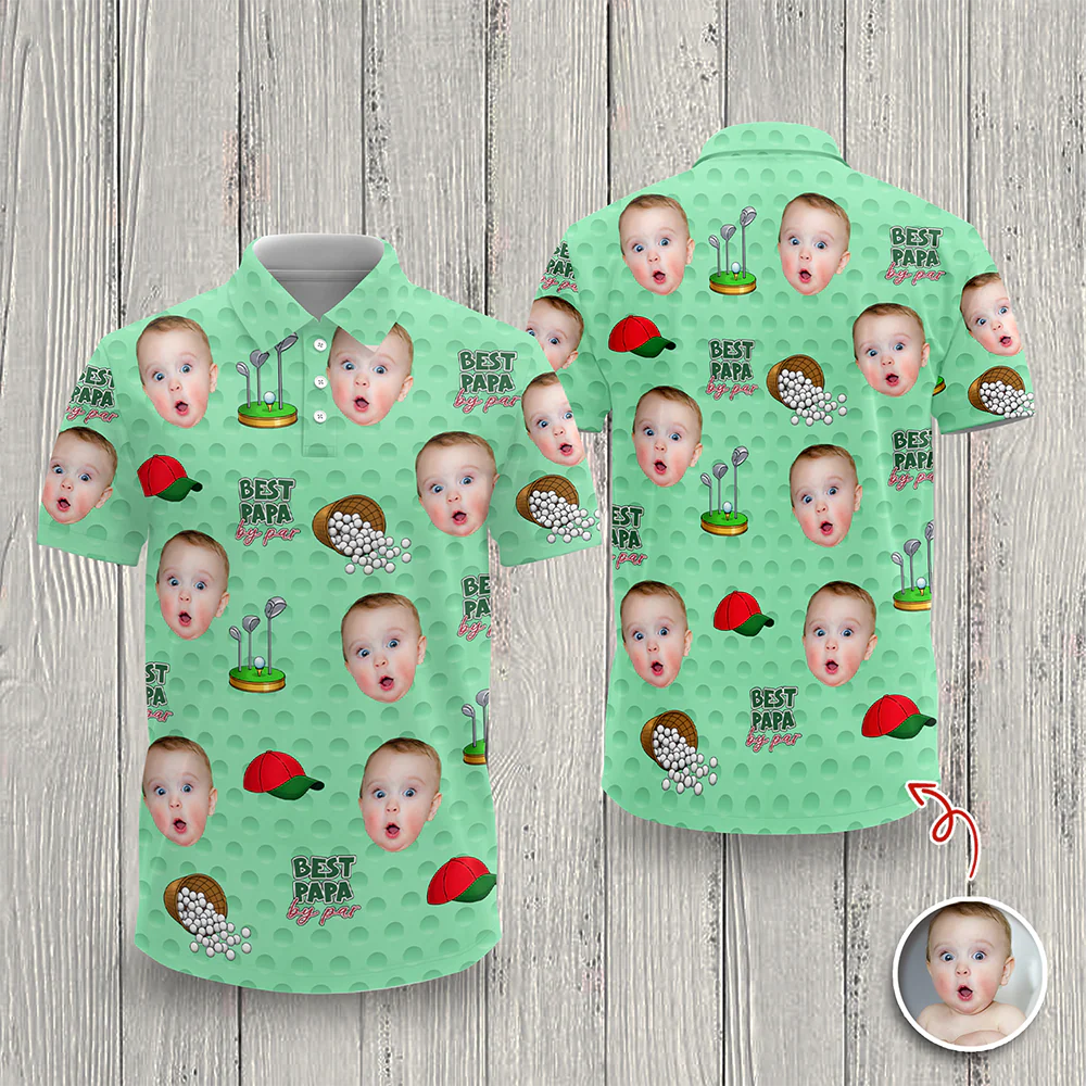 Best Dad By Par Polo Shirt Personalized Funny Face Photo Polo Shirt CH07 911126 - Image 5