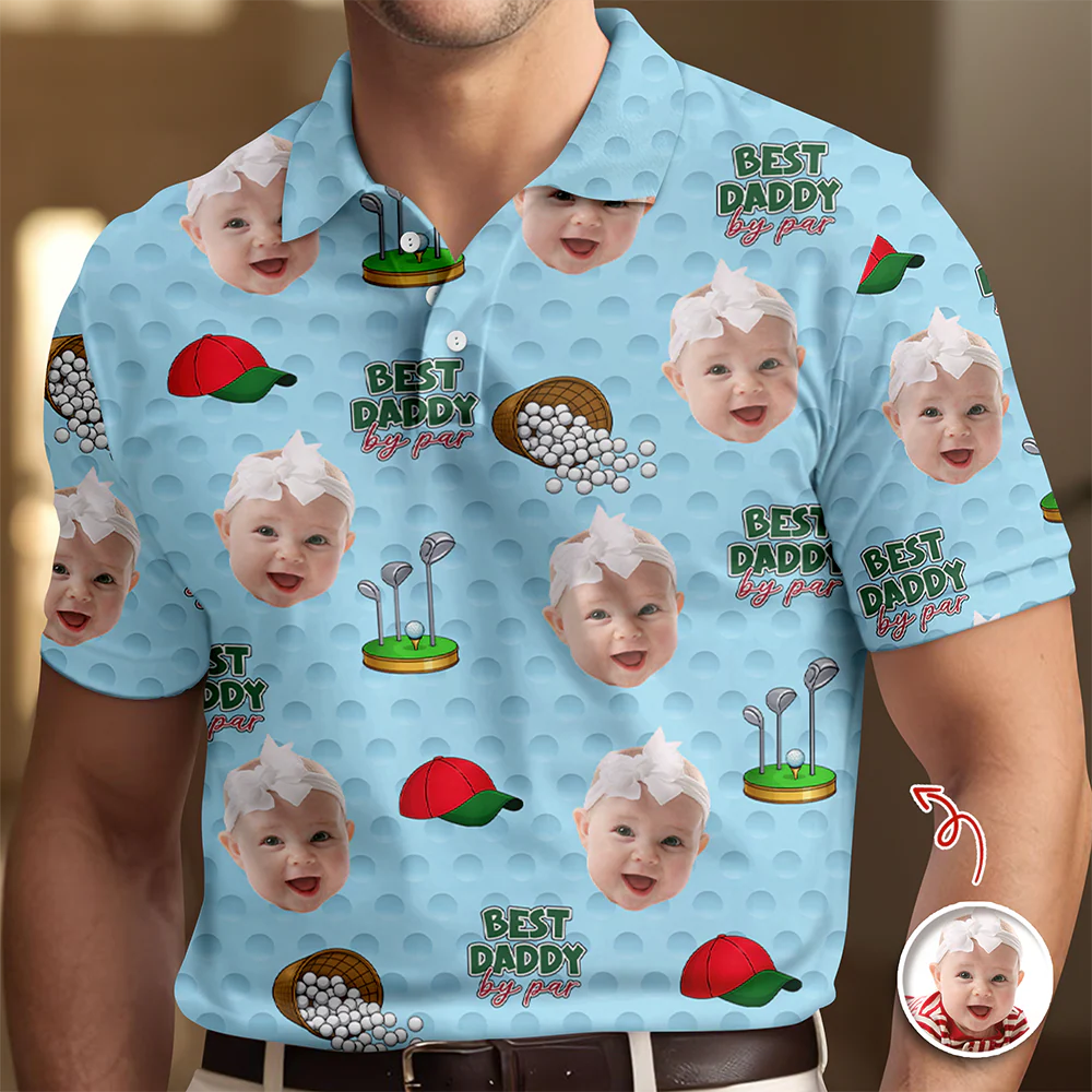 Best Dad By Par Polo Shirt Personalized Funny Face Photo Polo Shirt CH07 911126 - Image 6