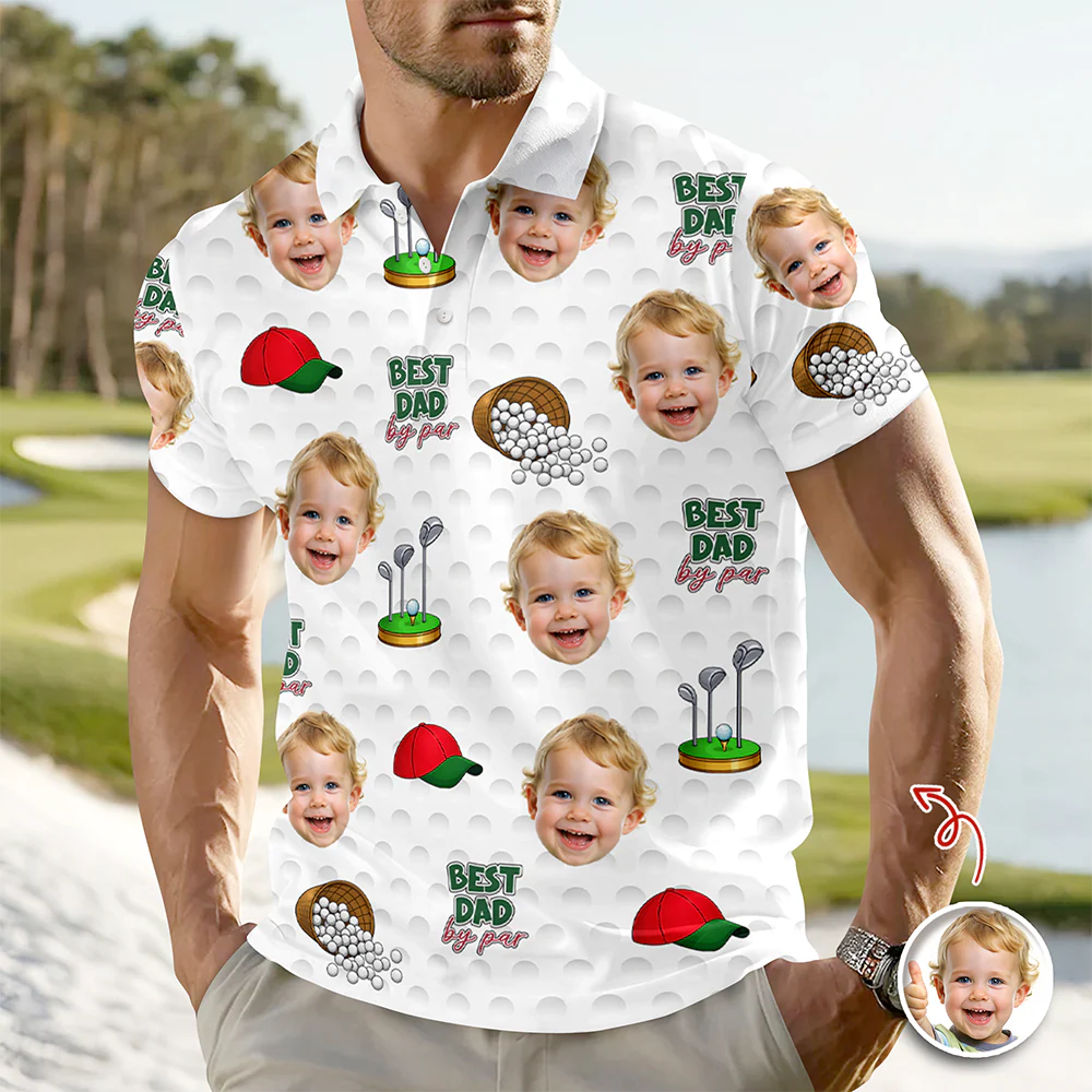 Best Dad By Par Polo Shirt Personalized Funny Face Photo Polo Shirt CH07 911126 - Image 7