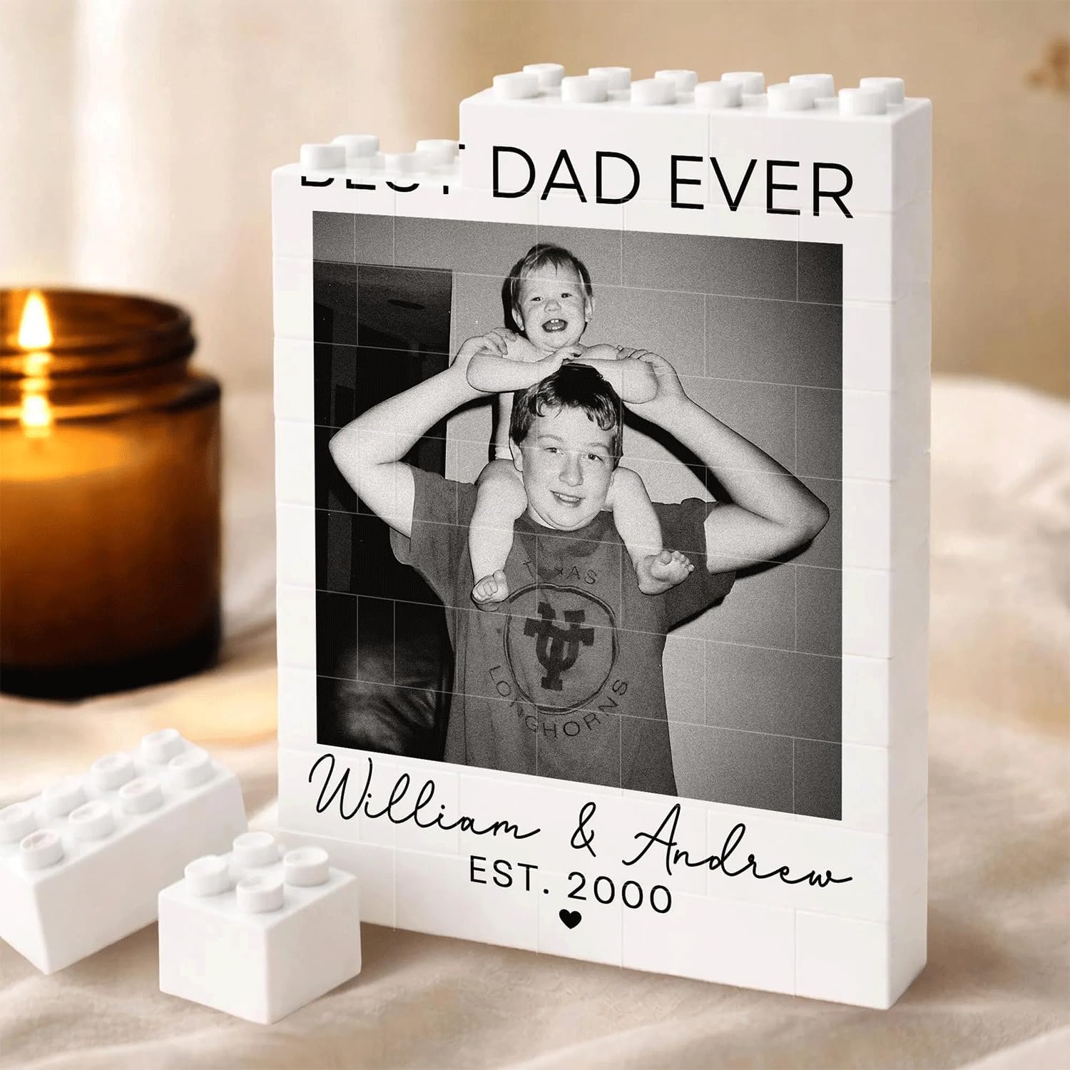Best Dad Ever Custom Dad & Kid Photo Building Brick Block Photo Block for Dad For Father Day, Birthday Gifts CH07 911586 - Image 3