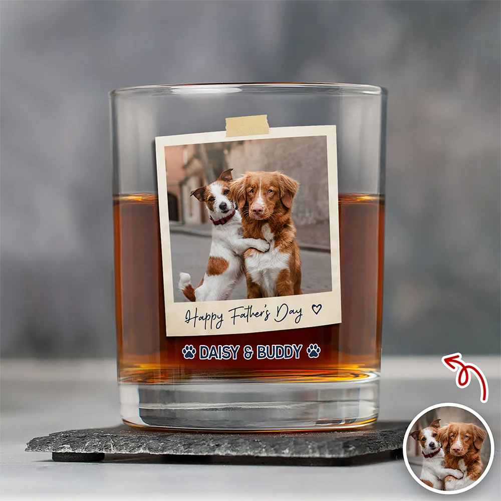 Best Dog Dad Ever Custom Dog Photo Whiskey Glass Dad Gifts CH07 911422 - Image 3