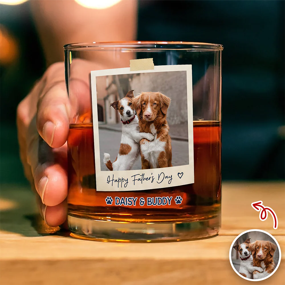 Best Dog Dad Ever Custom Dog Photo Whiskey Glass Dad Gifts CH07 911422 - Image 5