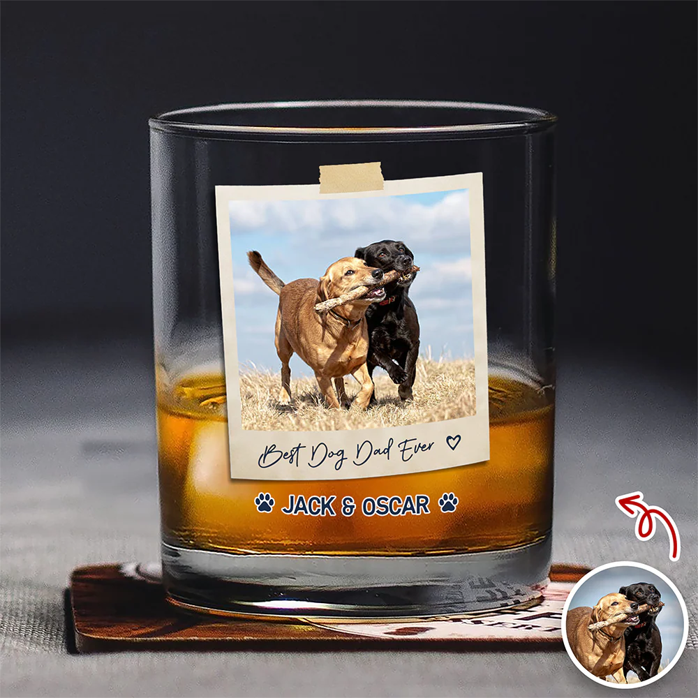 Best Dog Dad Ever Custom Dog Photo Whiskey Glass Dad Gifts CH07 911422 - Image 6