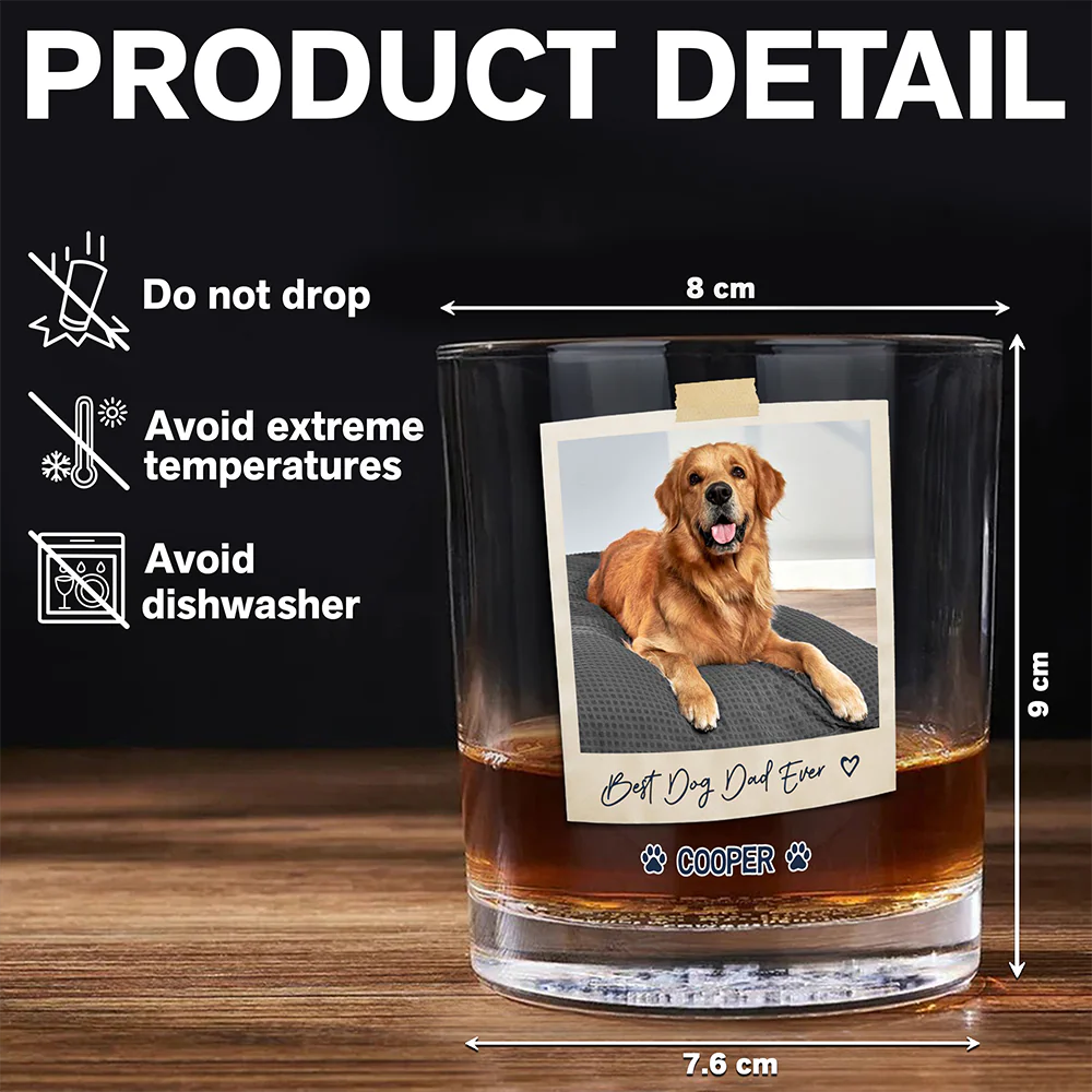 Best Dog Dad Ever Custom Dog Photo Whiskey Glass Dad Gifts CH07 911422 - Image 7