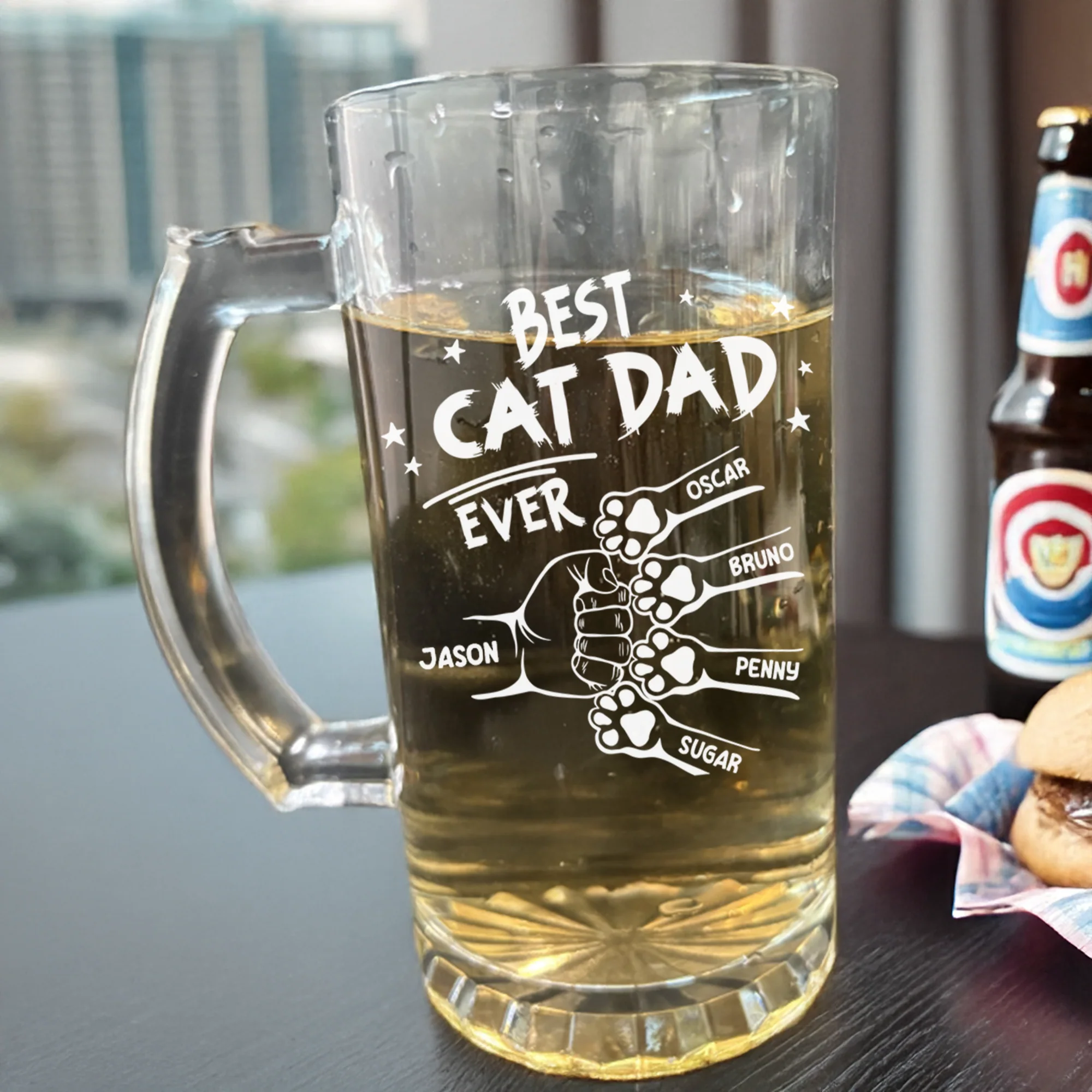 Best Dog Dad Cat Dad Ever Personalized Print Glass Beer Mug Father's Day Gift CH07 895556 - Image 6