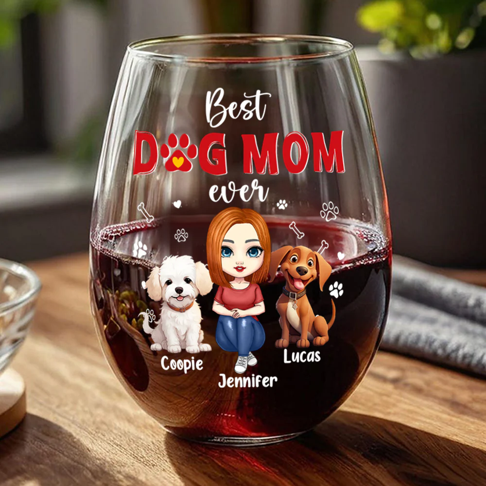 Best Dog Mom Ever Personalized Wine Glass Mother's Day Gift CH07 895498 - Image 2