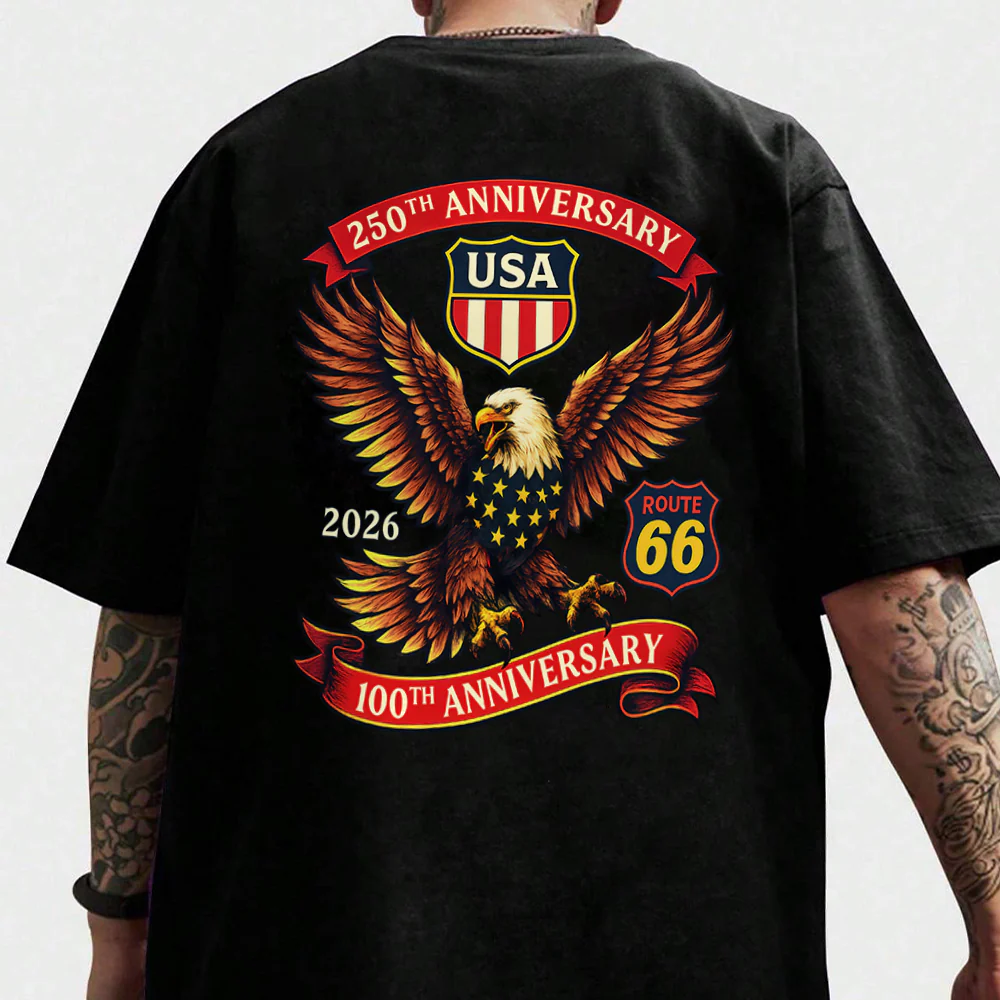 Celebrate America 250th Anniversary & Honoring 100 Years of Route 66 Back Shirt CH07 910508 - Image 3