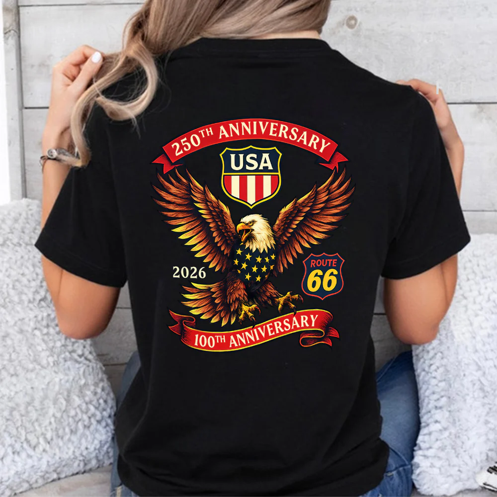 Celebrate America 250th Anniversary & Honoring 100 Years of Route 66 Back Shirt CH07 910508 - Image 5