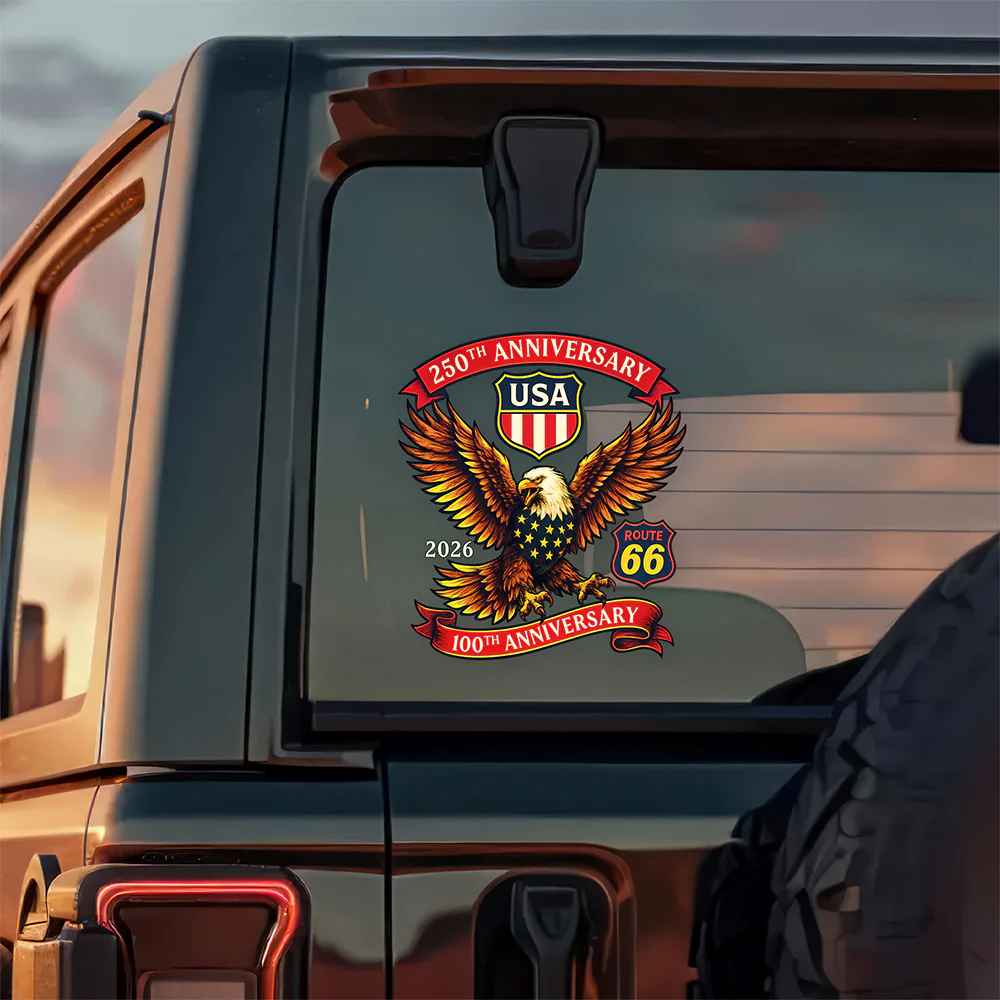 Celebrate America 250th Anniversary & Honoring 100 Years of Route 66 Car Window Decal Sticker CH07 910496 - Image 2