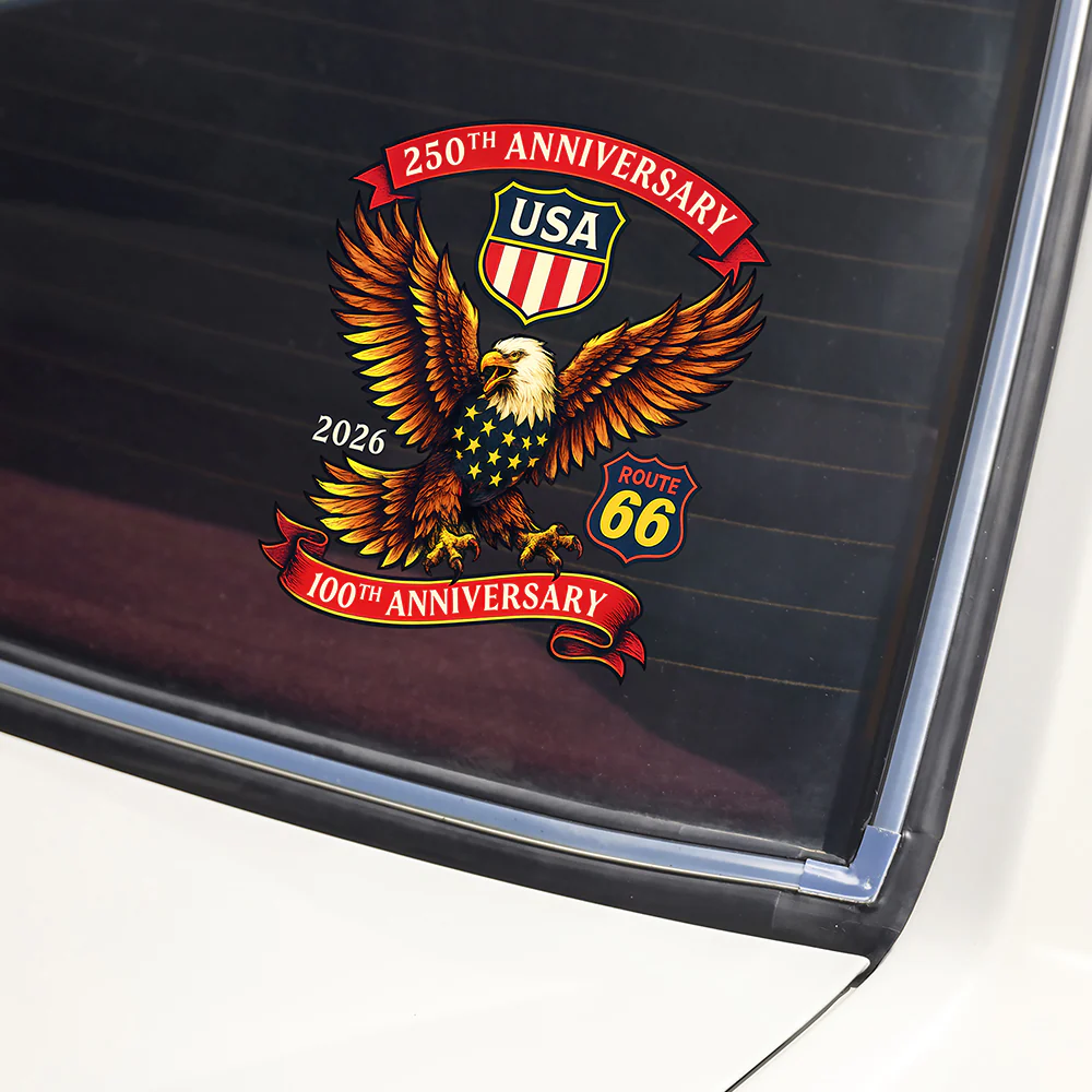 Celebrate America 250th Anniversary & Honoring 100 Years of Route 66 Car Window Decal Sticker CH07 910496 - Image 5