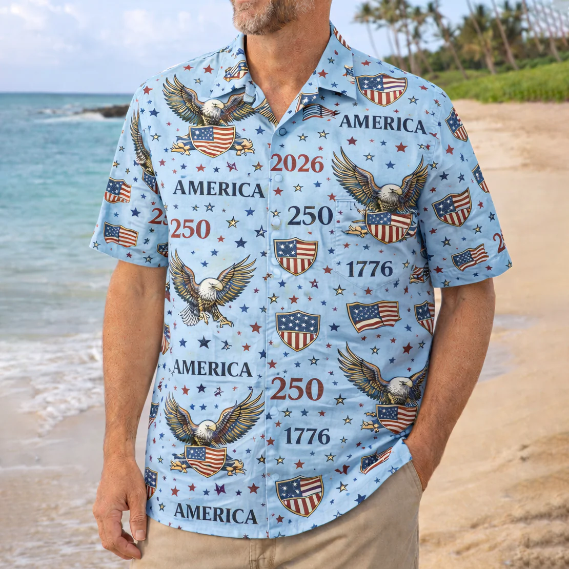 Celebrate America's 250th Anniversary Personalized Patriotic Hawaiian Shirt CH07 910438 - Image 4
