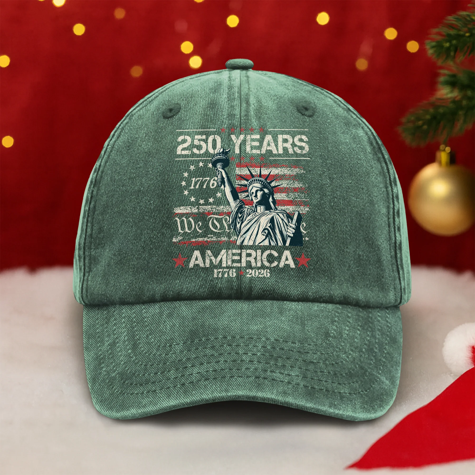 Celebrate Our America 250th Anniversary We The People Washed Denim Baseball Cap CH07 896720 - Image 3