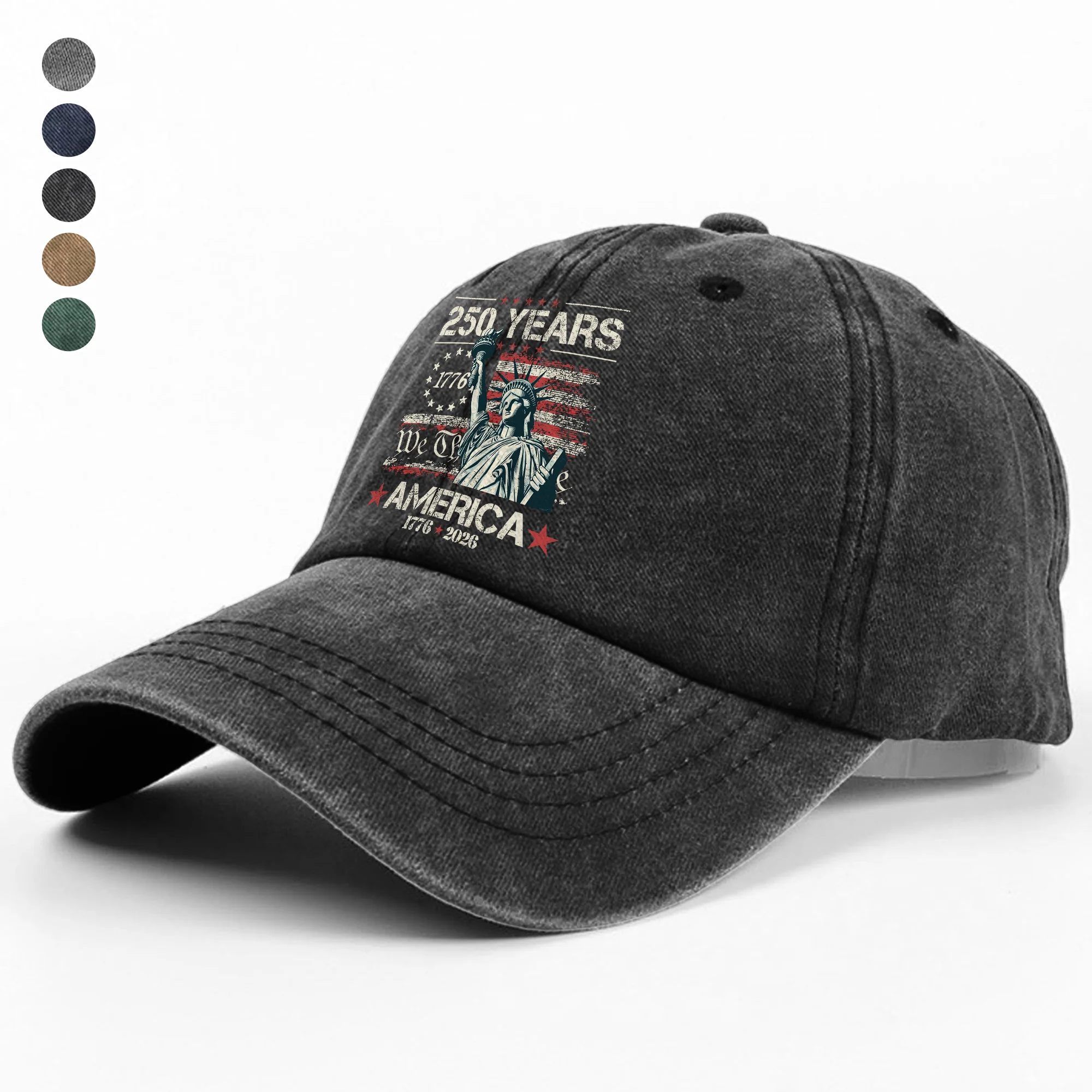 Celebrate Our America 250th Anniversary We The People Washed Denim Baseball Cap CH07 896720 - Image 4