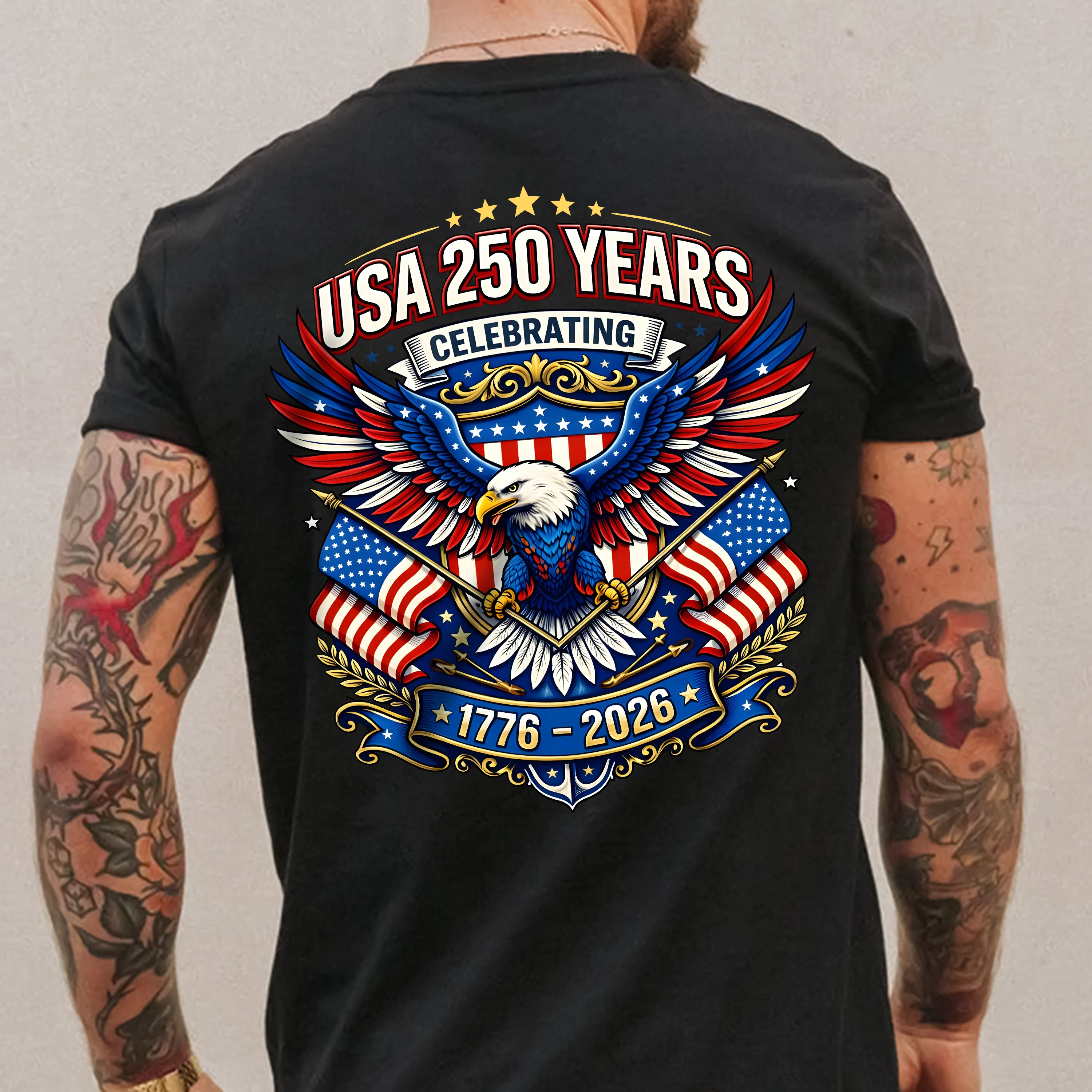 Celebrate USA 250 Years Eagle Patriotic Back Shirt 1776-2026 250th Anniversary Dark Shirt CH07 911052 - Image 5