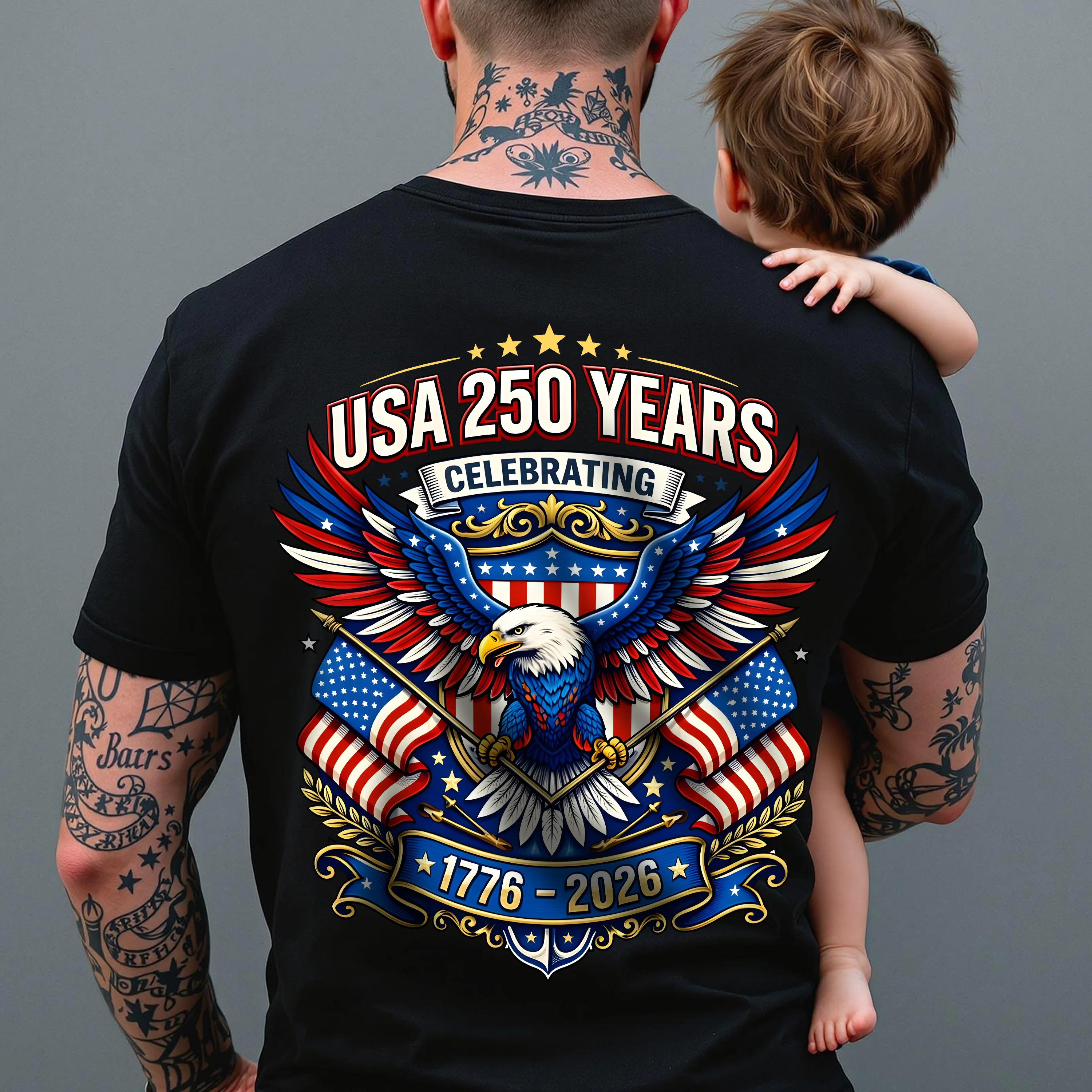 Celebrate USA 250 Years Eagle Patriotic Back Shirt 1776-2026 250th Anniversary Dark Shirt CH07 911052 - Image 6